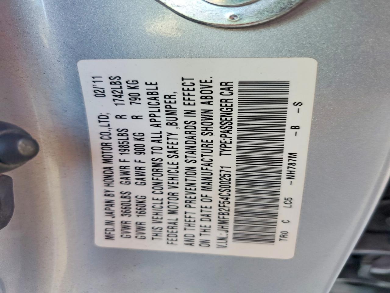 2012 Honda Civic Lx Blue vin: JHMFB2F54CS002571