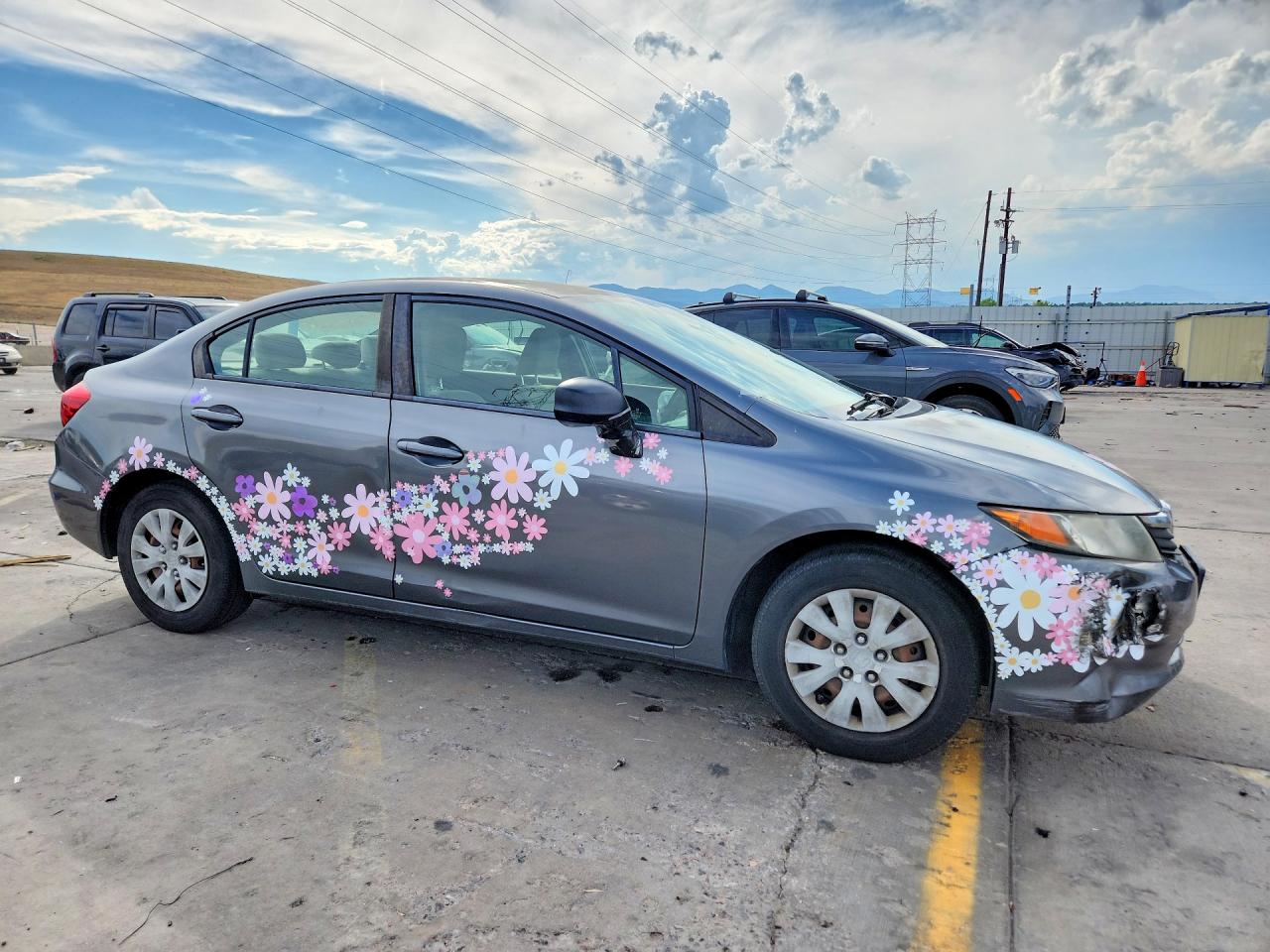 2012 Honda Civic Lx Gray vin: JHMFB2F55CS000697