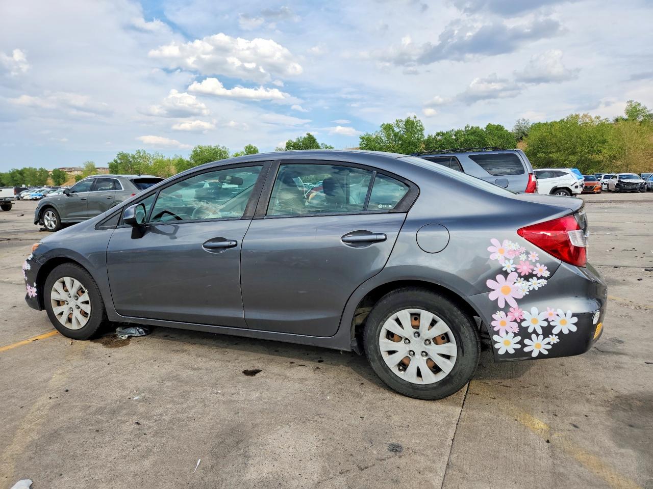 2012 Honda Civic Lx Gray vin: JHMFB2F55CS000697