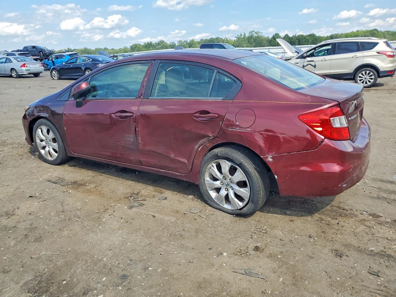 2012 Honda Civic Lx Burgundy vin: JHMFB2F56CS001048
