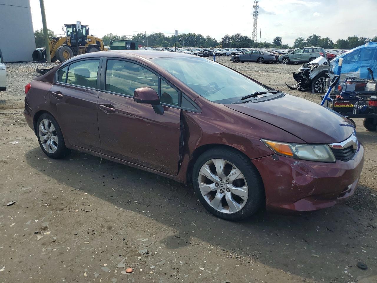 2012 Honda Civic Lx Burgundy vin: JHMFB2F56CS001048