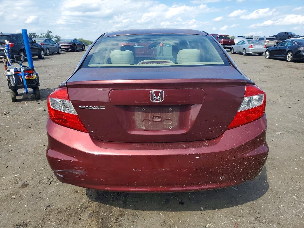 2012 Honda Civic Lx Burgundy vin: JHMFB2F56CS001048