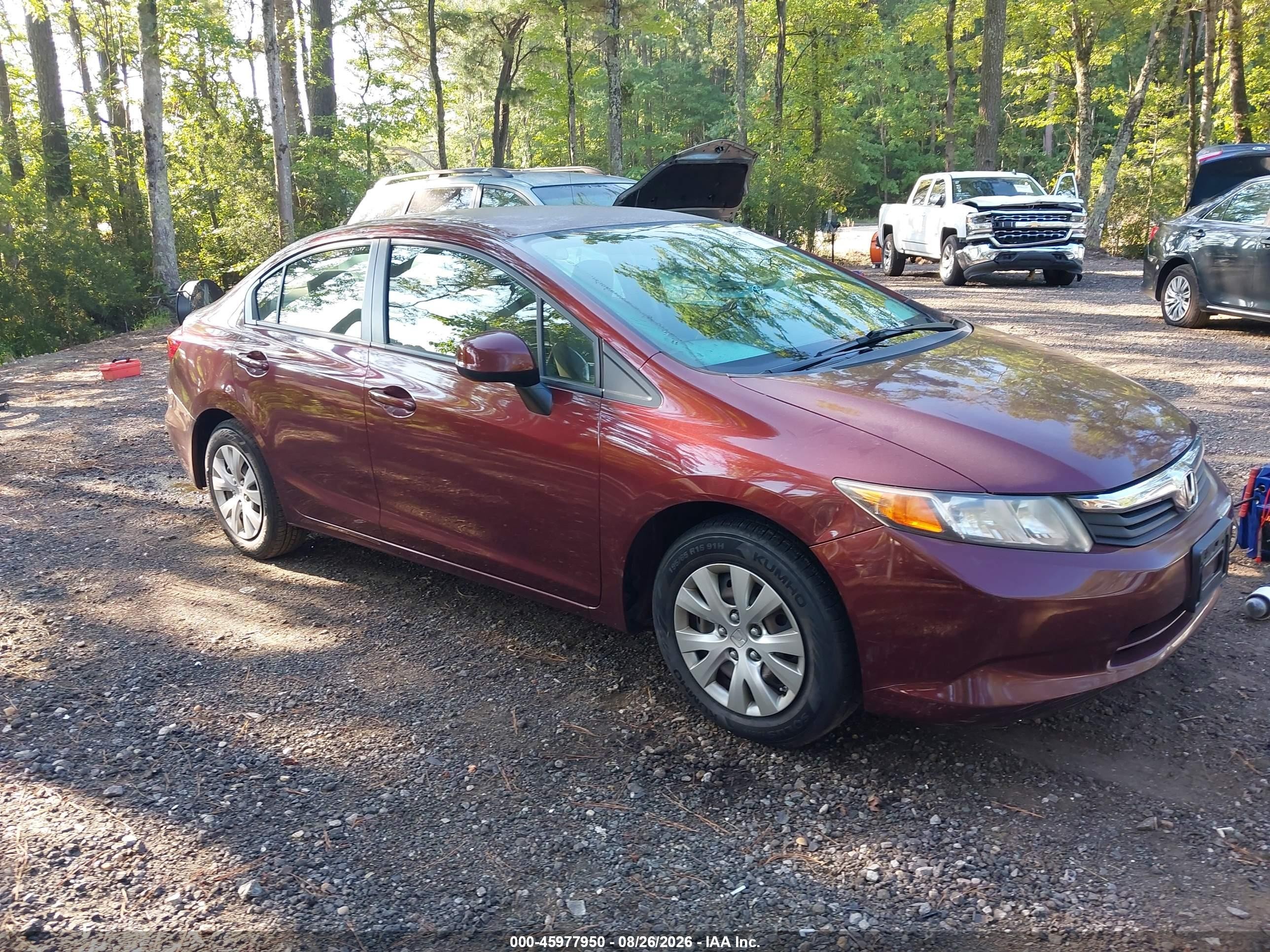 2012 Honda Civic Lx Burgundy vin: JHMFB2F57CS003603