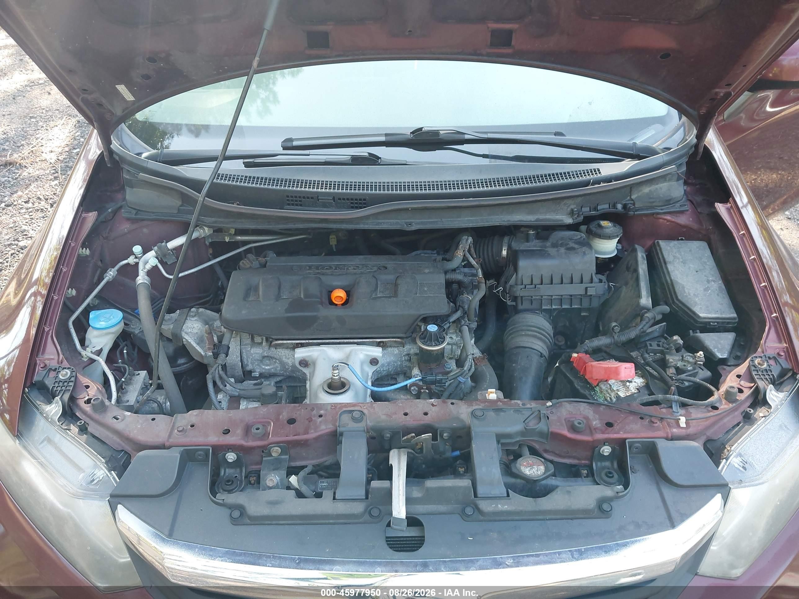 2012 Honda Civic Lx Burgundy vin: JHMFB2F57CS003603
