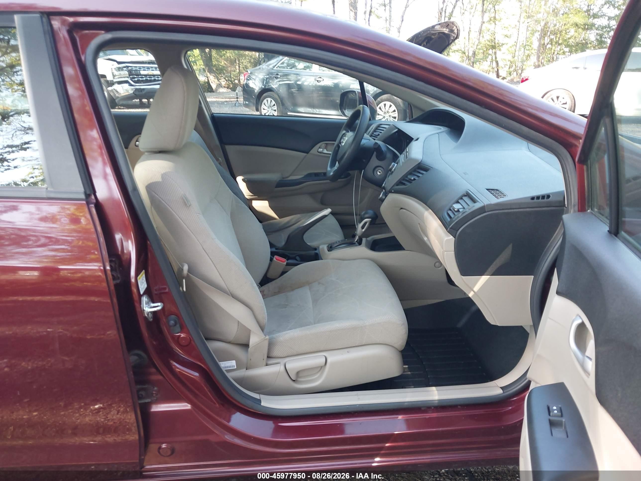 2012 Honda Civic Lx Burgundy vin: JHMFB2F57CS003603