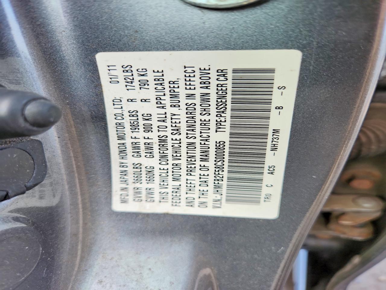 2012 Honda Civic Lx Gray vin: JHMFB2F58CS000855