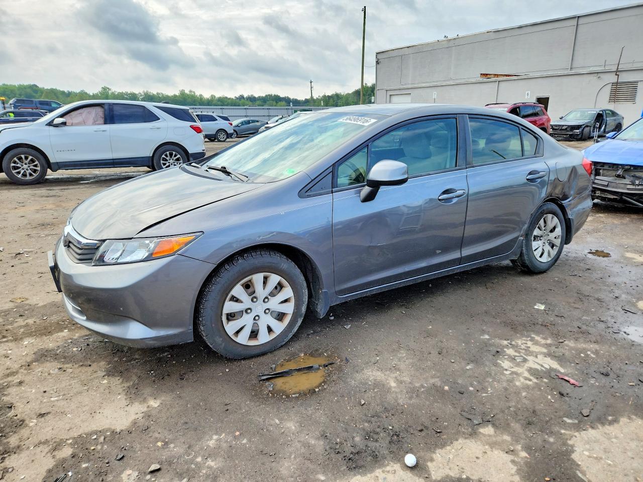 2012 Honda Civic Lx Gray vin: JHMFB2F58CS000855