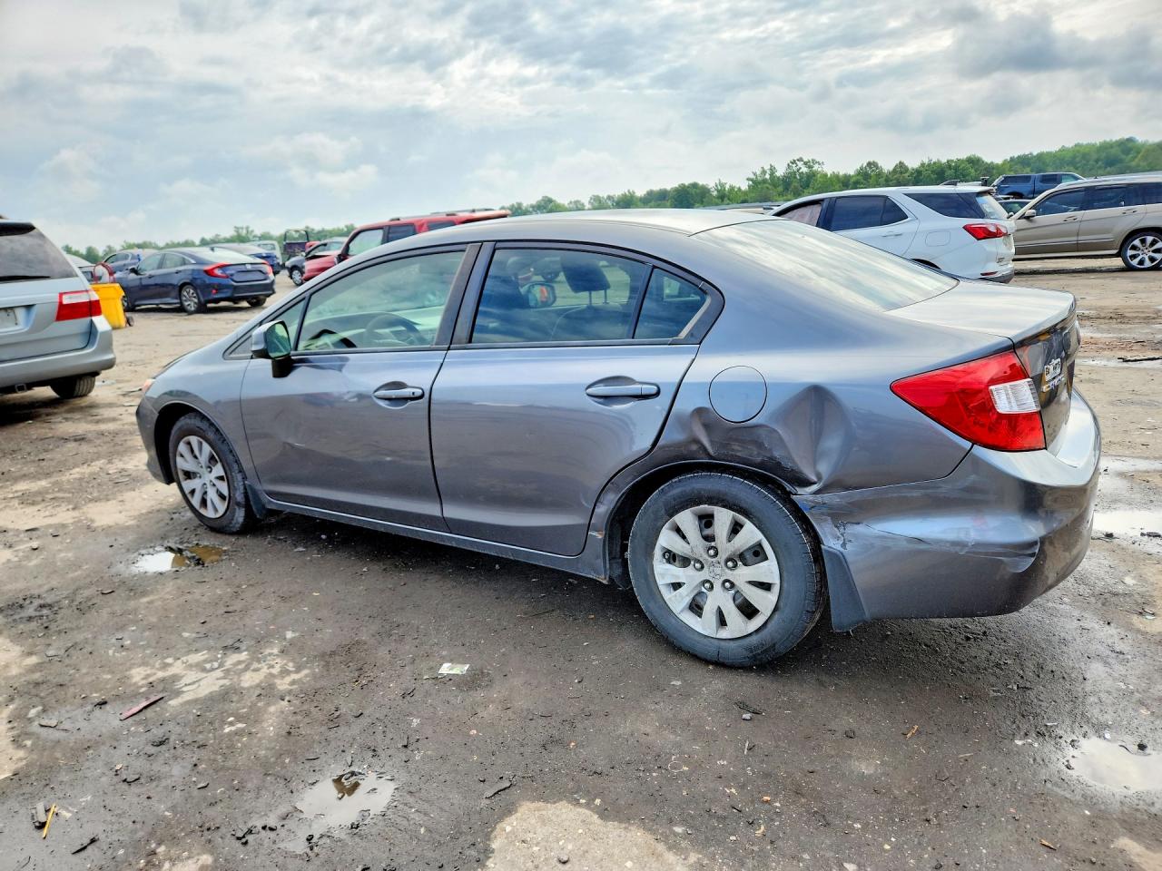 2012 Honda Civic Lx Gray vin: JHMFB2F58CS000855