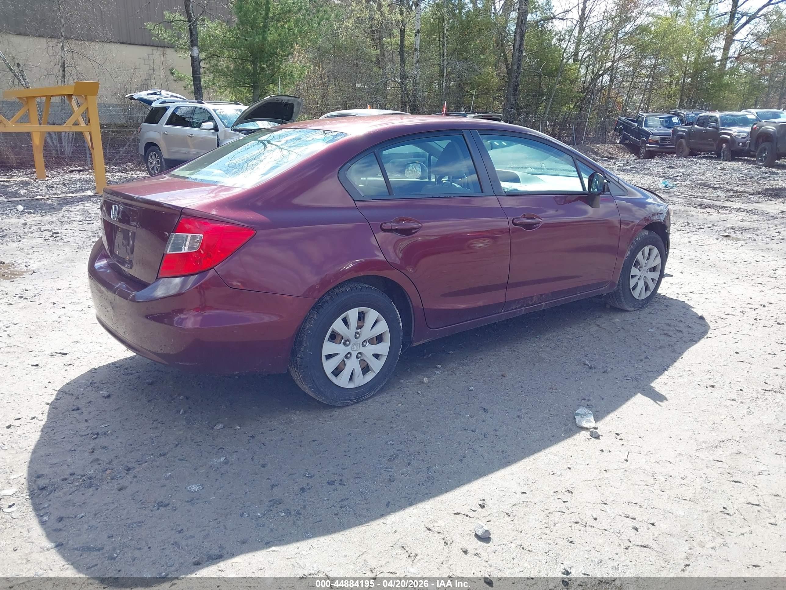 2012 Honda Civic Lx Maroon vin: JHMFB2F5XCS001053