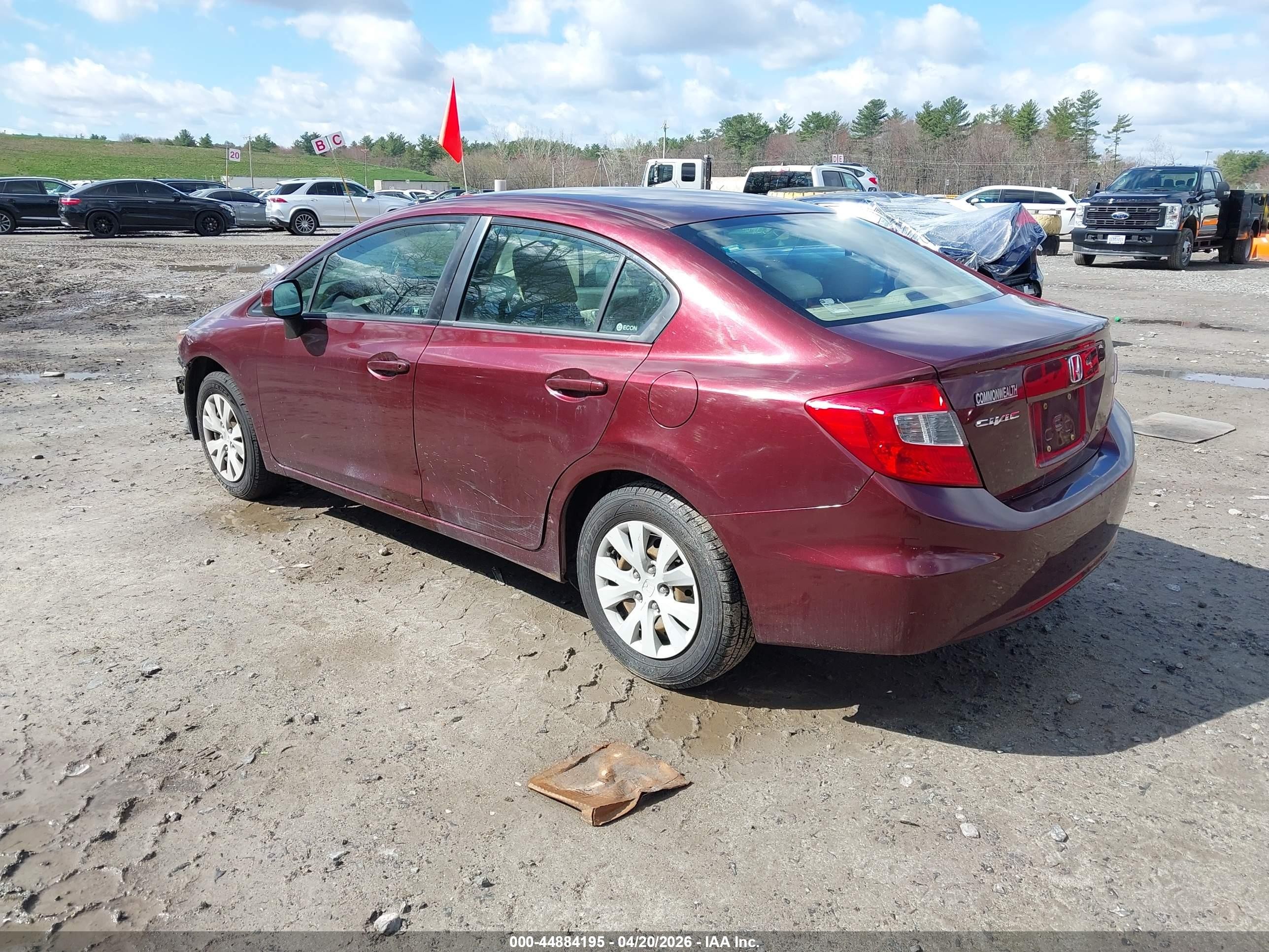 2012 Honda Civic Lx Maroon vin: JHMFB2F5XCS001053