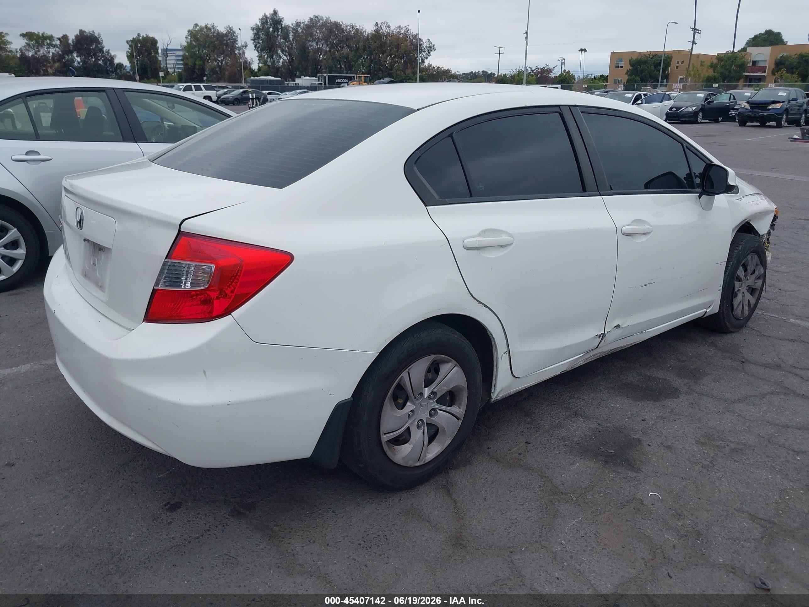 2012 Honda Civic Lx White vin: JHMFB2F5XCS004244