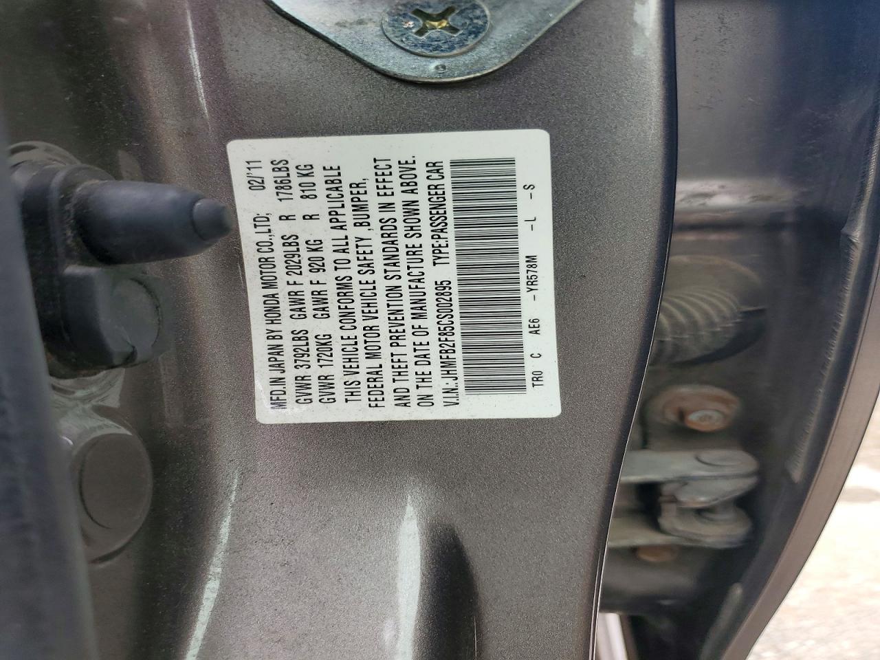 2012 Honda Civic Ex Gray vin: JHMFB2F85CS002895