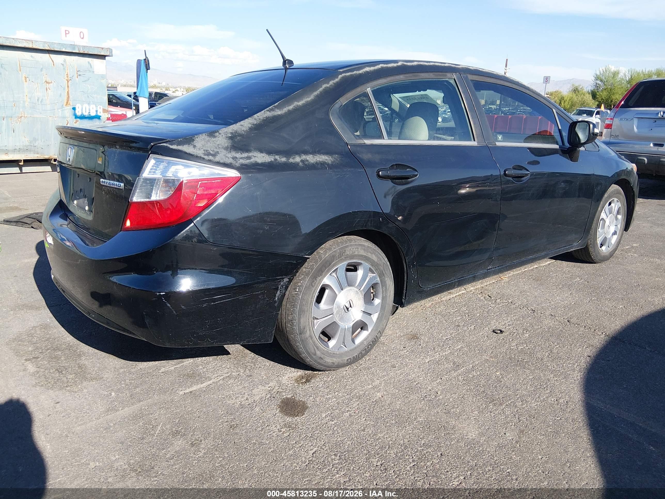 2012 Honda Civic Hybrid   Black vin: JHMFB4F20CS002410