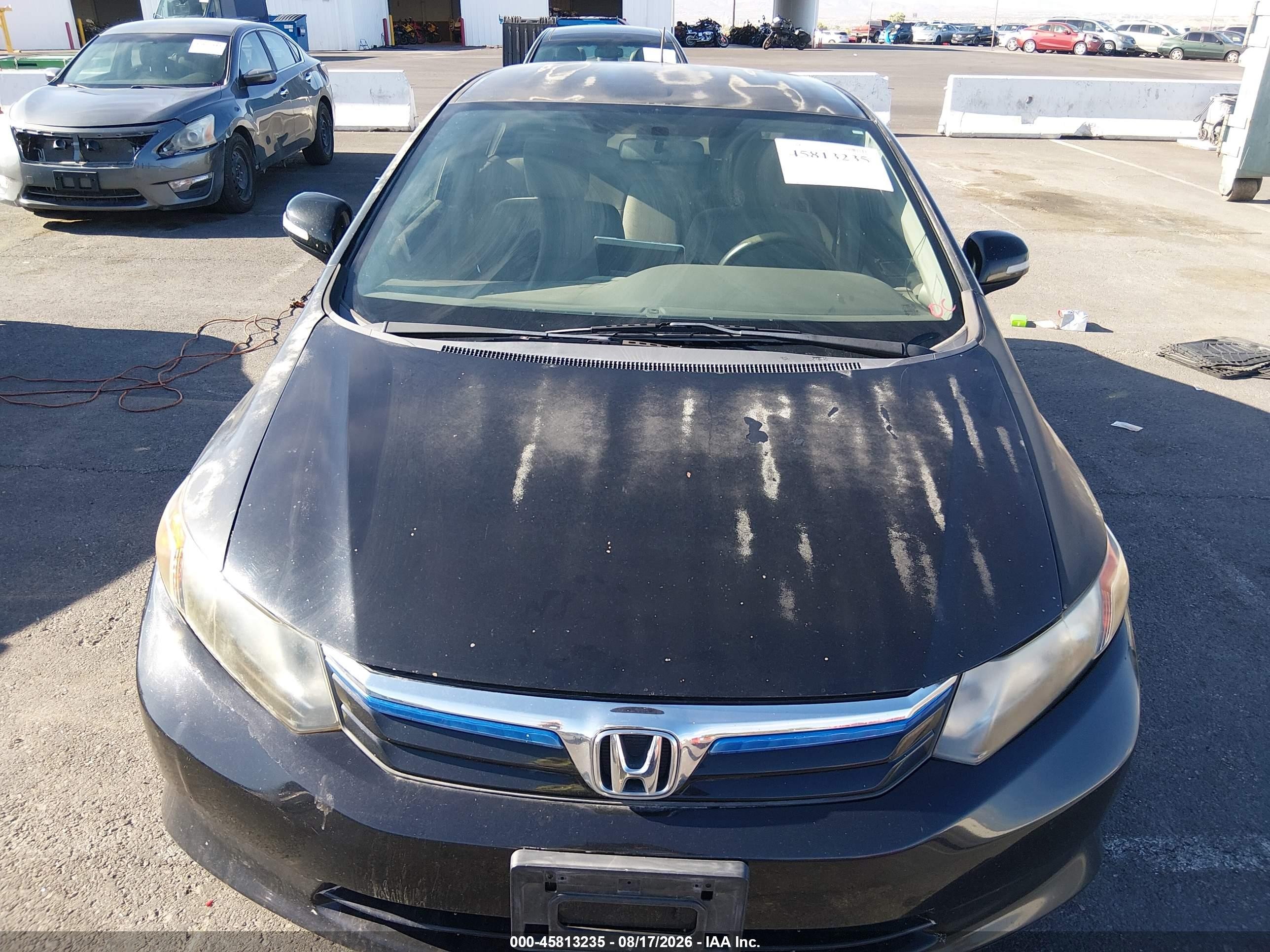 2012 Honda Civic Hybrid   Black vin: JHMFB4F20CS002410