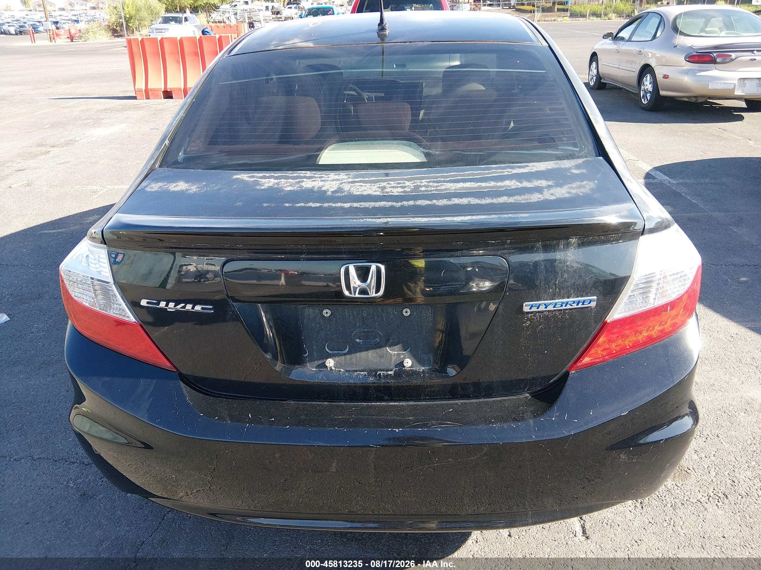 2012 Honda Civic Hybrid   Black vin: JHMFB4F20CS002410