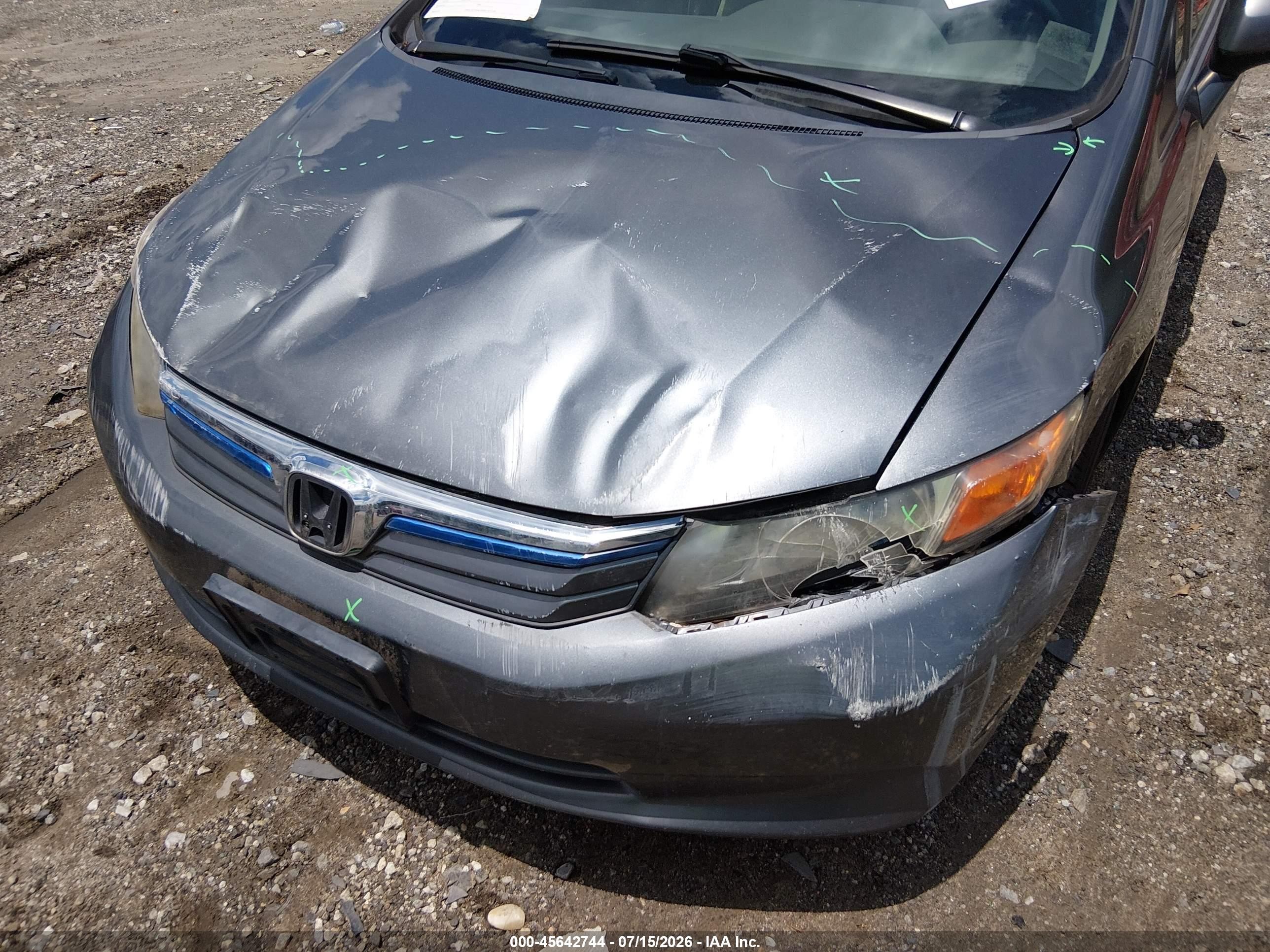 2012 Honda Civic Hybrid   Gray vin: JHMFB4F20CS003590