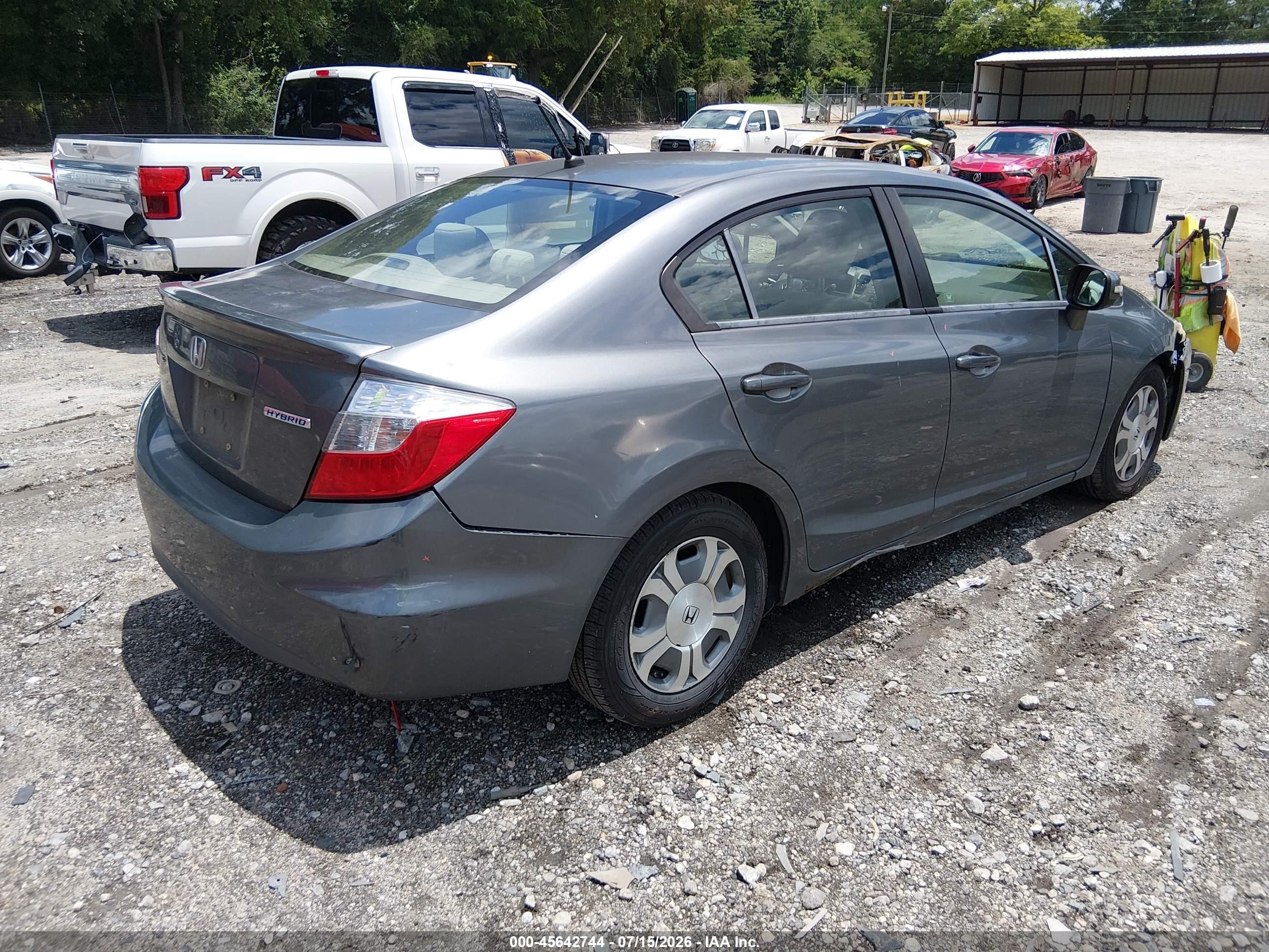 2012 Honda Civic Hybrid   Gray vin: JHMFB4F20CS003590