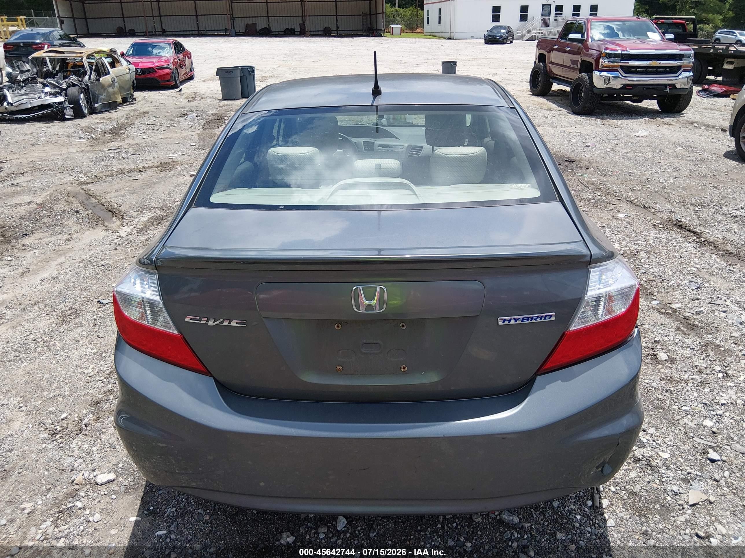 2012 Honda Civic Hybrid   Gray vin: JHMFB4F20CS003590