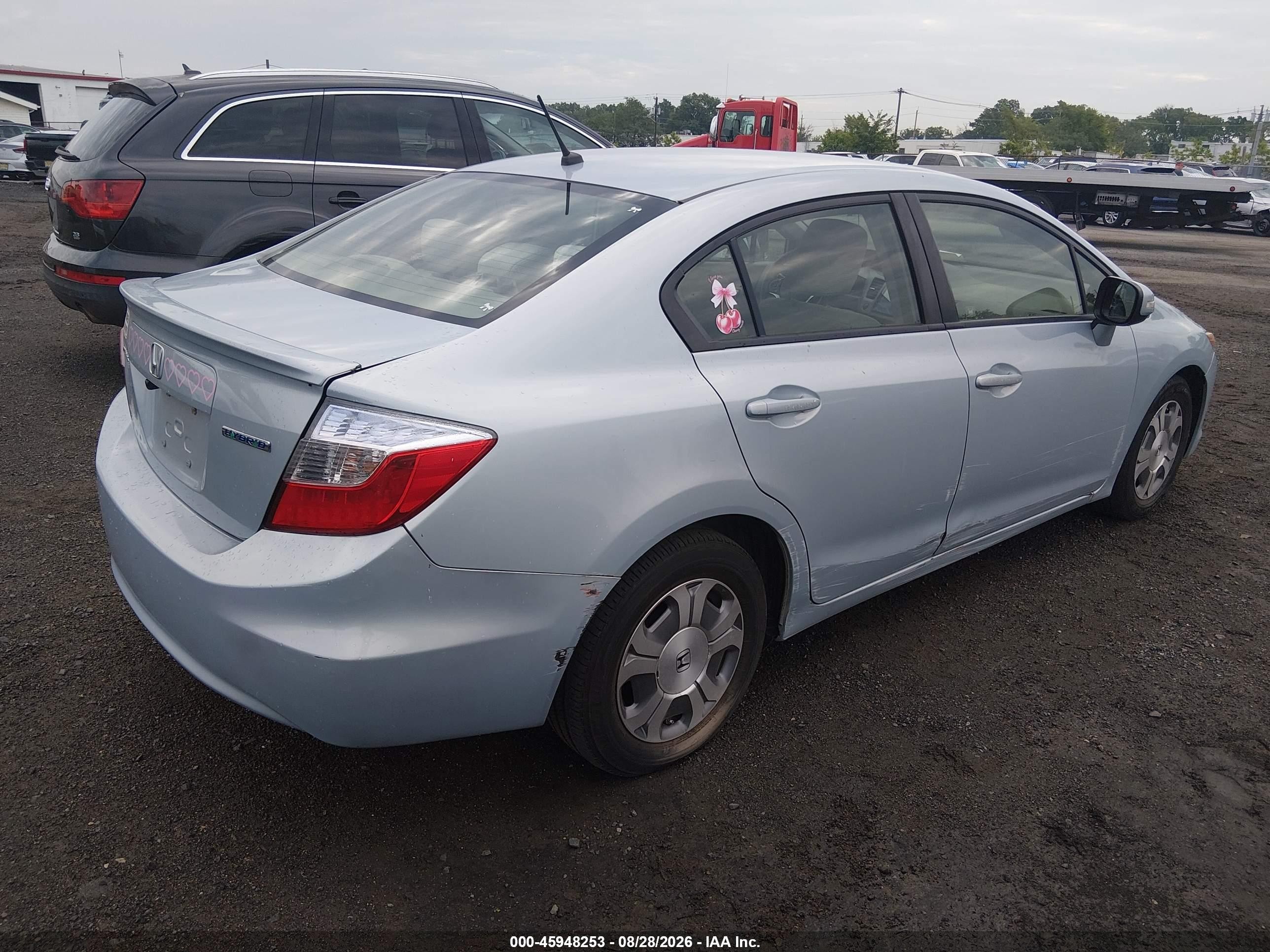 2012 Honda Civic Hybrid   Light Blue vin: JHMFB4F20CS008837
