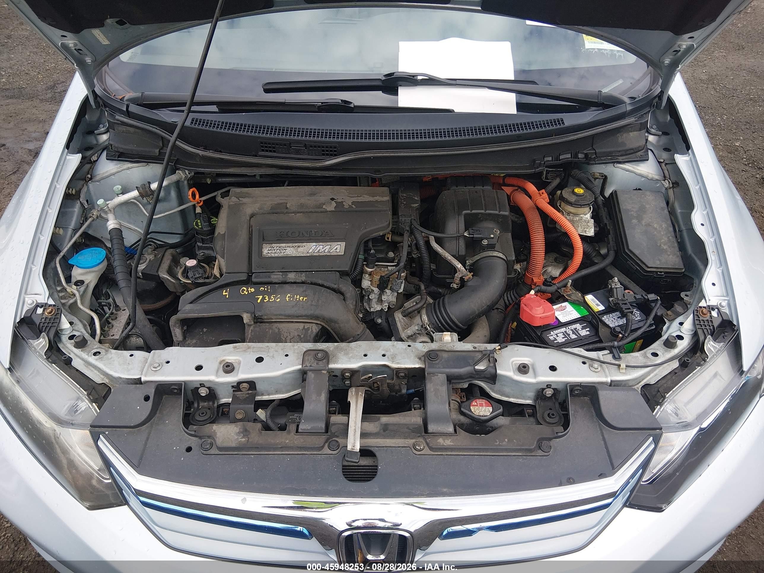 2012 Honda Civic Hybrid   Light Blue vin: JHMFB4F20CS008837