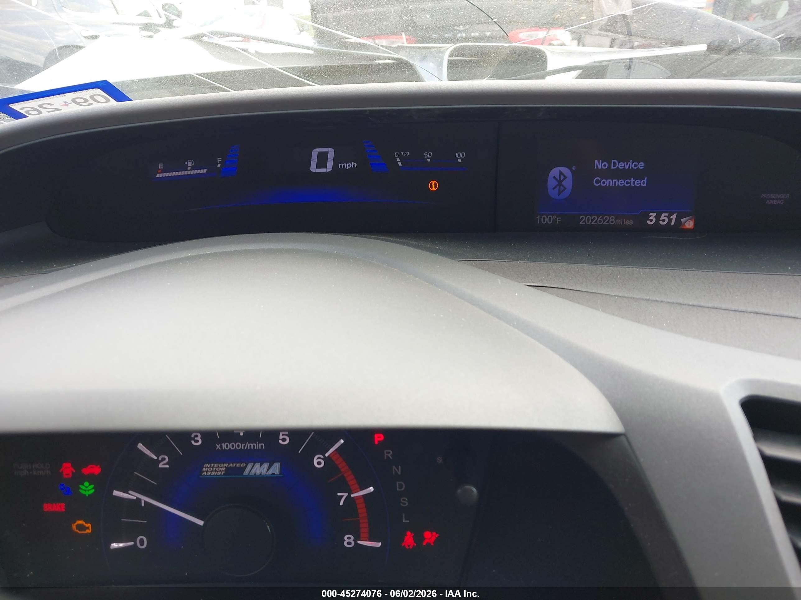 2012 Honda Civic Hybrid Gray vin: JHMFB4F21CS002898
