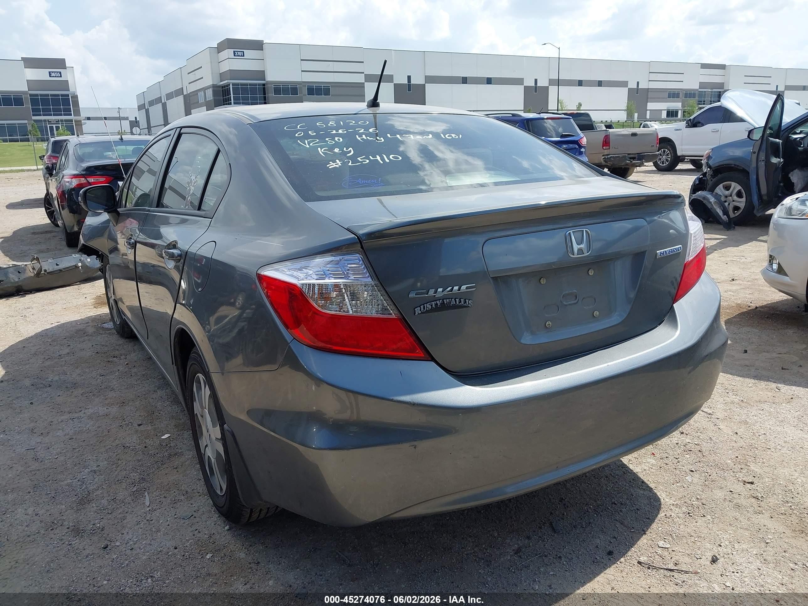 2012 Honda Civic Hybrid Gray vin: JHMFB4F21CS002898