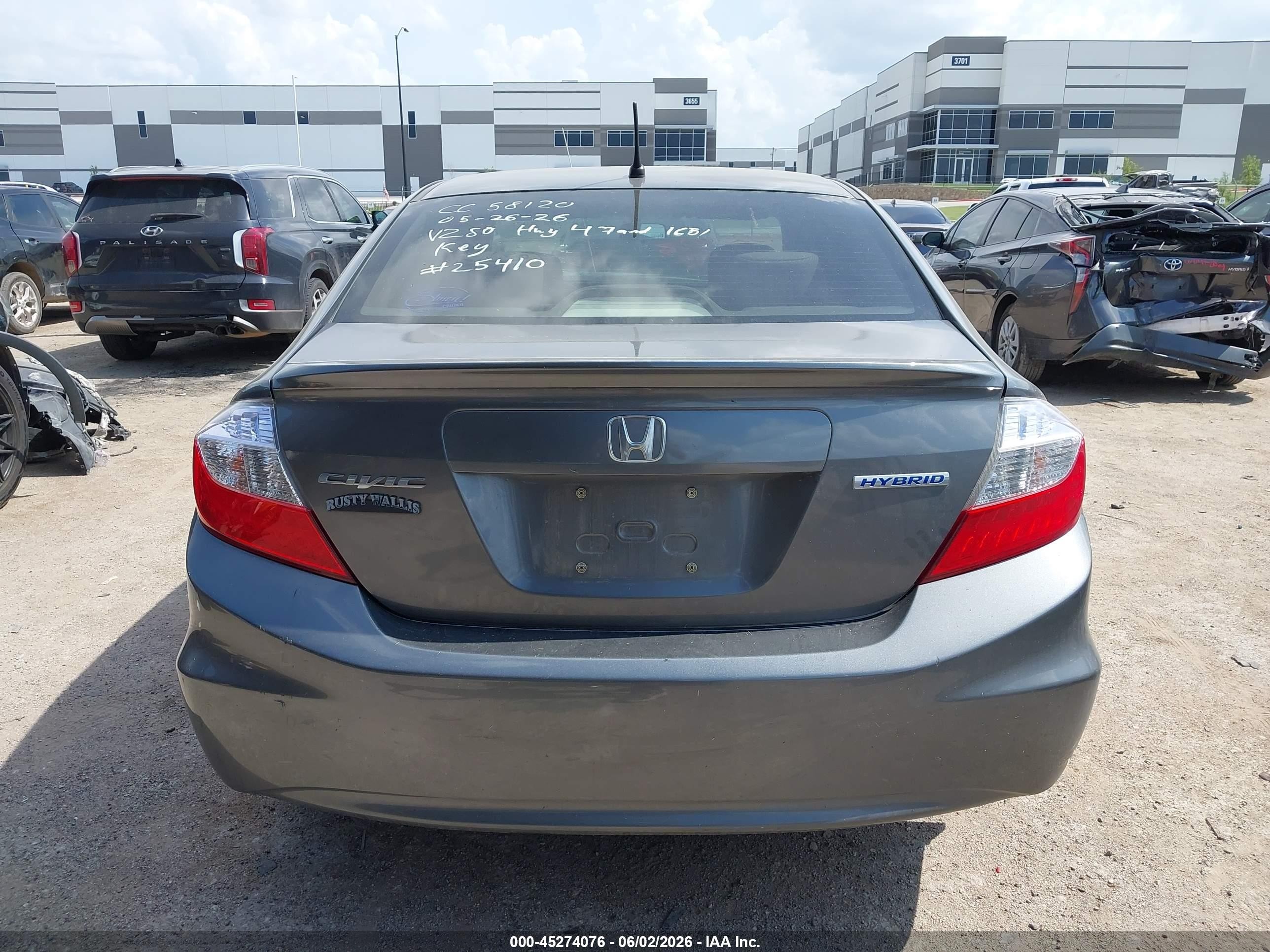 2012 Honda Civic Hybrid Gray vin: JHMFB4F21CS002898