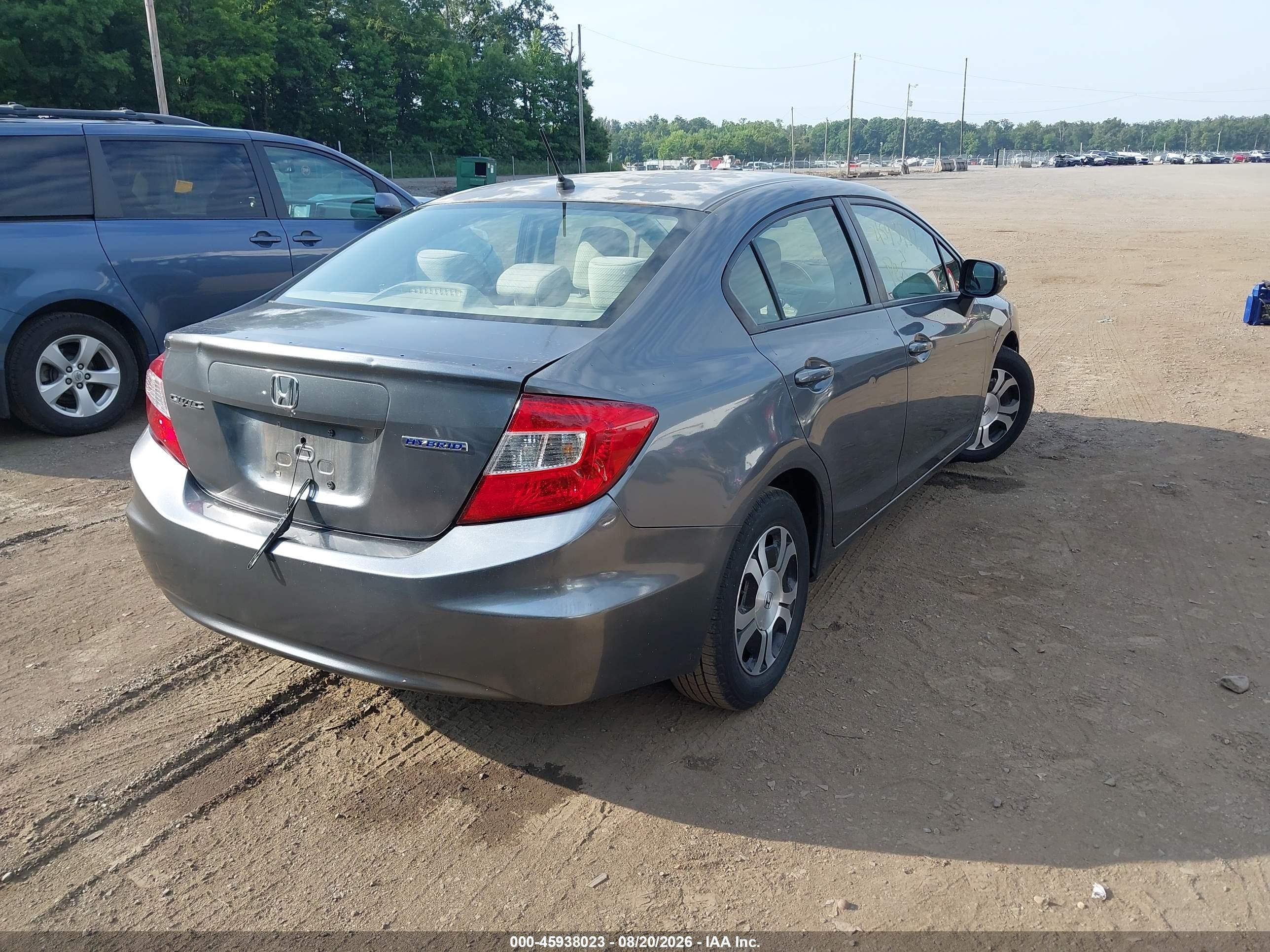 2012 Honda Civic Hybrid   Gray vin: JHMFB4F21CS006210