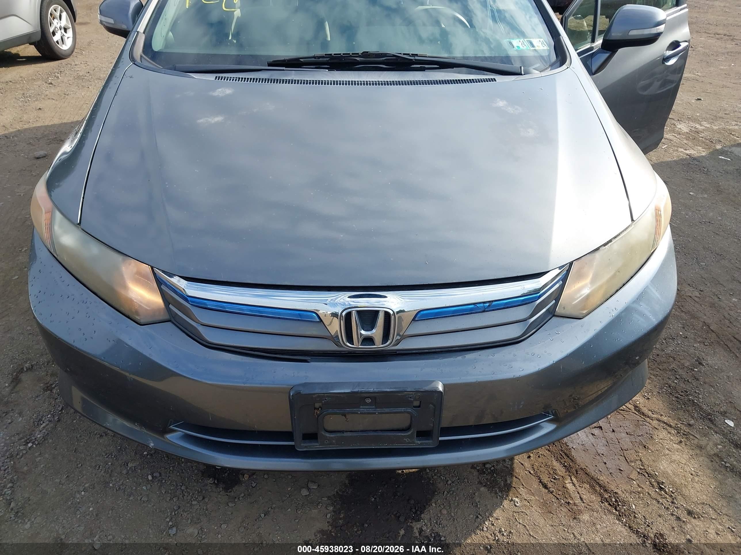 2012 Honda Civic Hybrid   Gray vin: JHMFB4F21CS006210