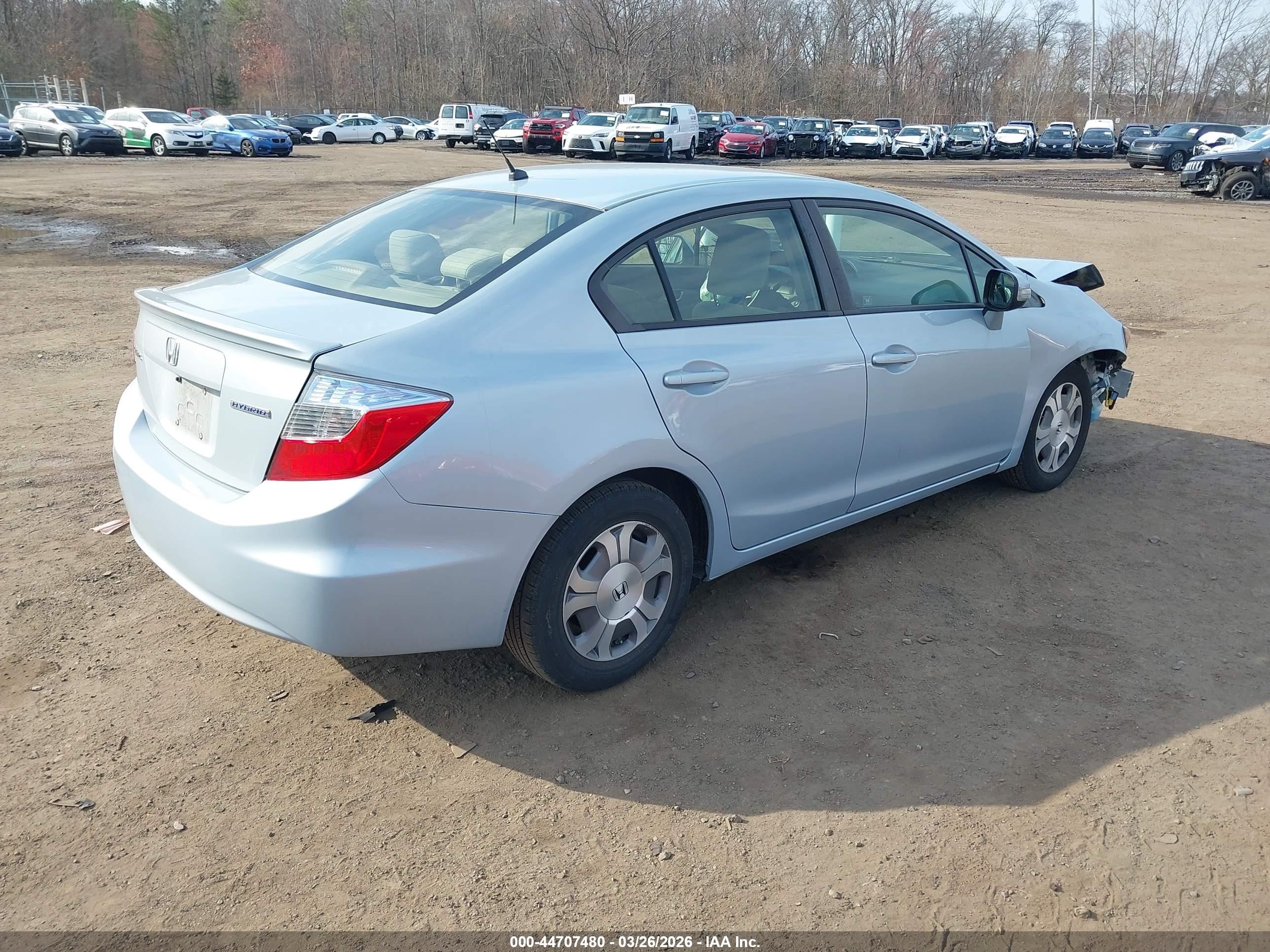 2012 Honda Civic Hybrid Light Blue vin: JHMFB4F21CS011231
