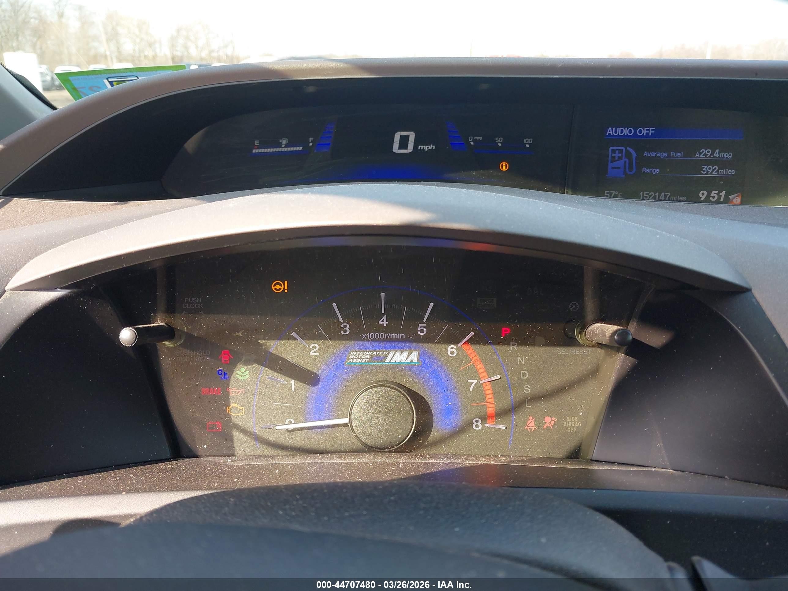 2012 Honda Civic Hybrid Light Blue vin: JHMFB4F21CS011231