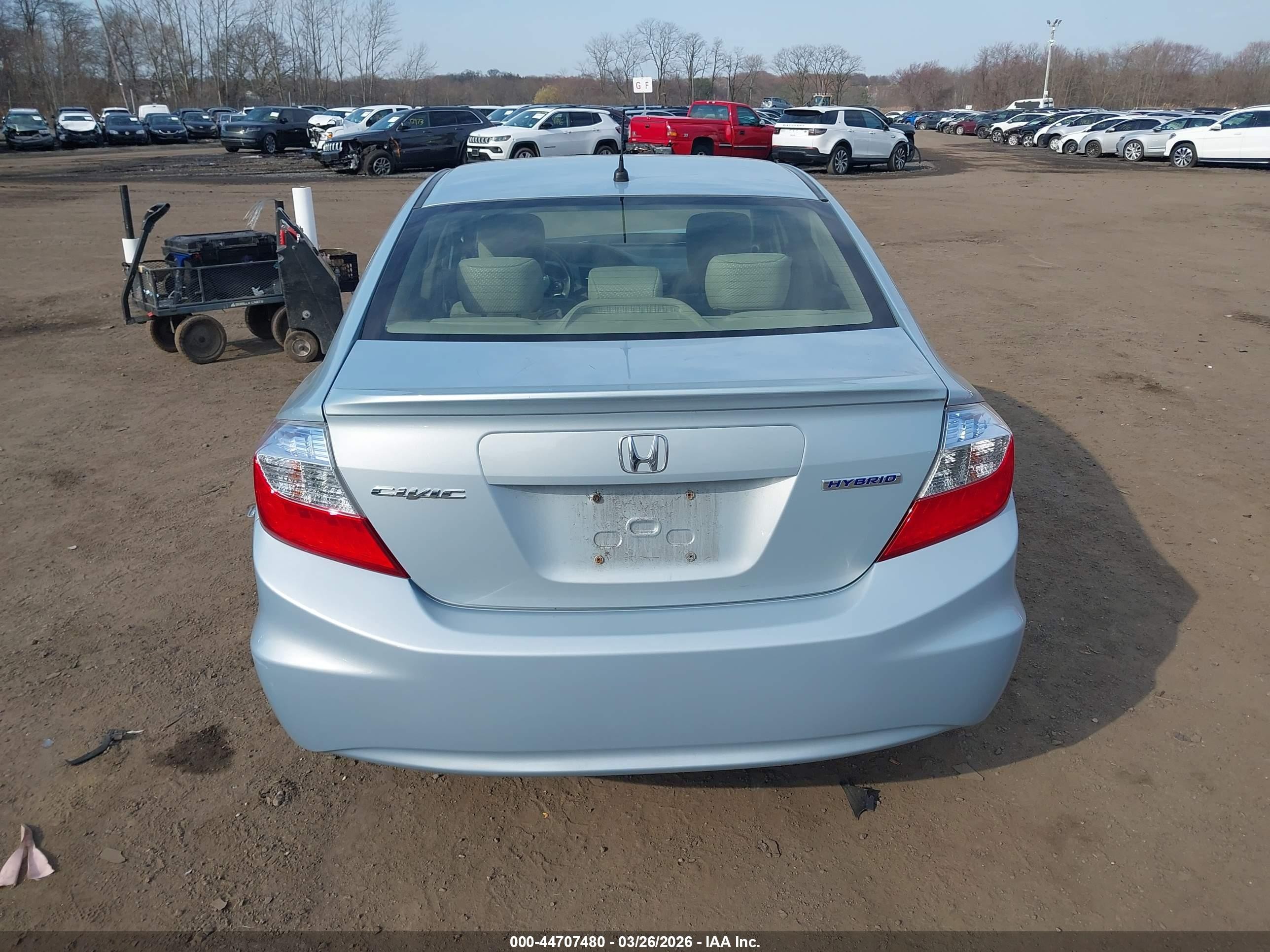 2012 Honda Civic Hybrid Light Blue vin: JHMFB4F21CS011231