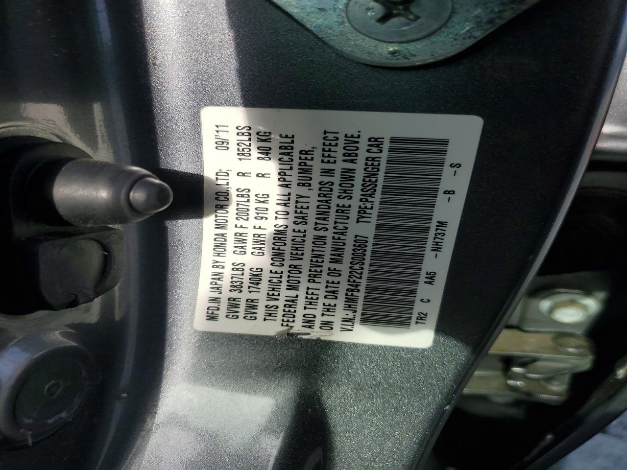 2012 Honda Civic Hybrid Gray vin: JHMFB4F22CS003607