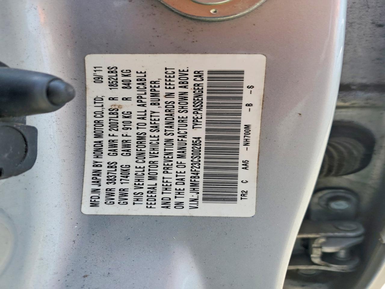 2012 Honda Civic Hybrid Silver vin: JHMFB4F23CS002854