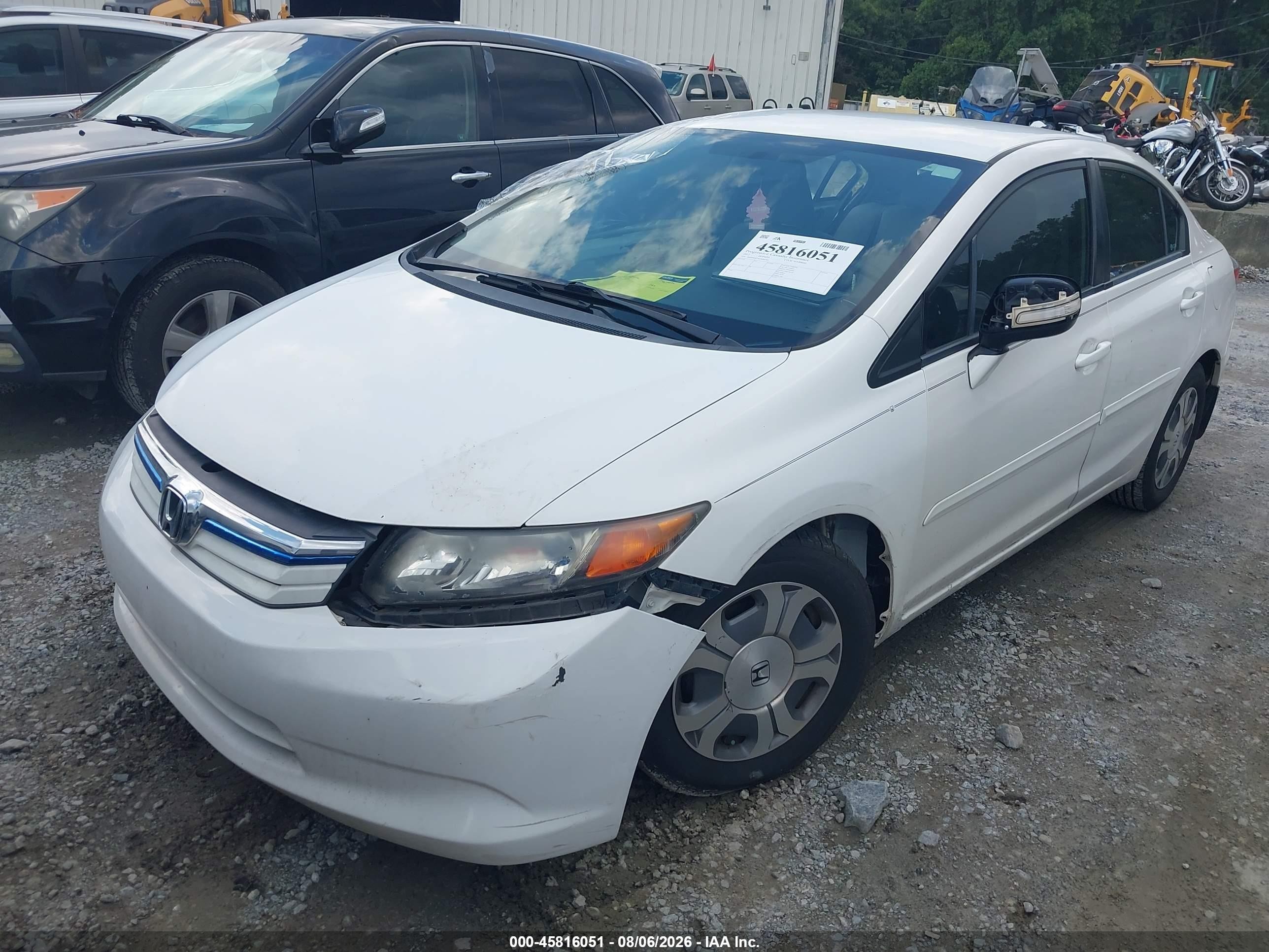 2012 Honda Civic Hybrid   White vin: JHMFB4F25CS006484