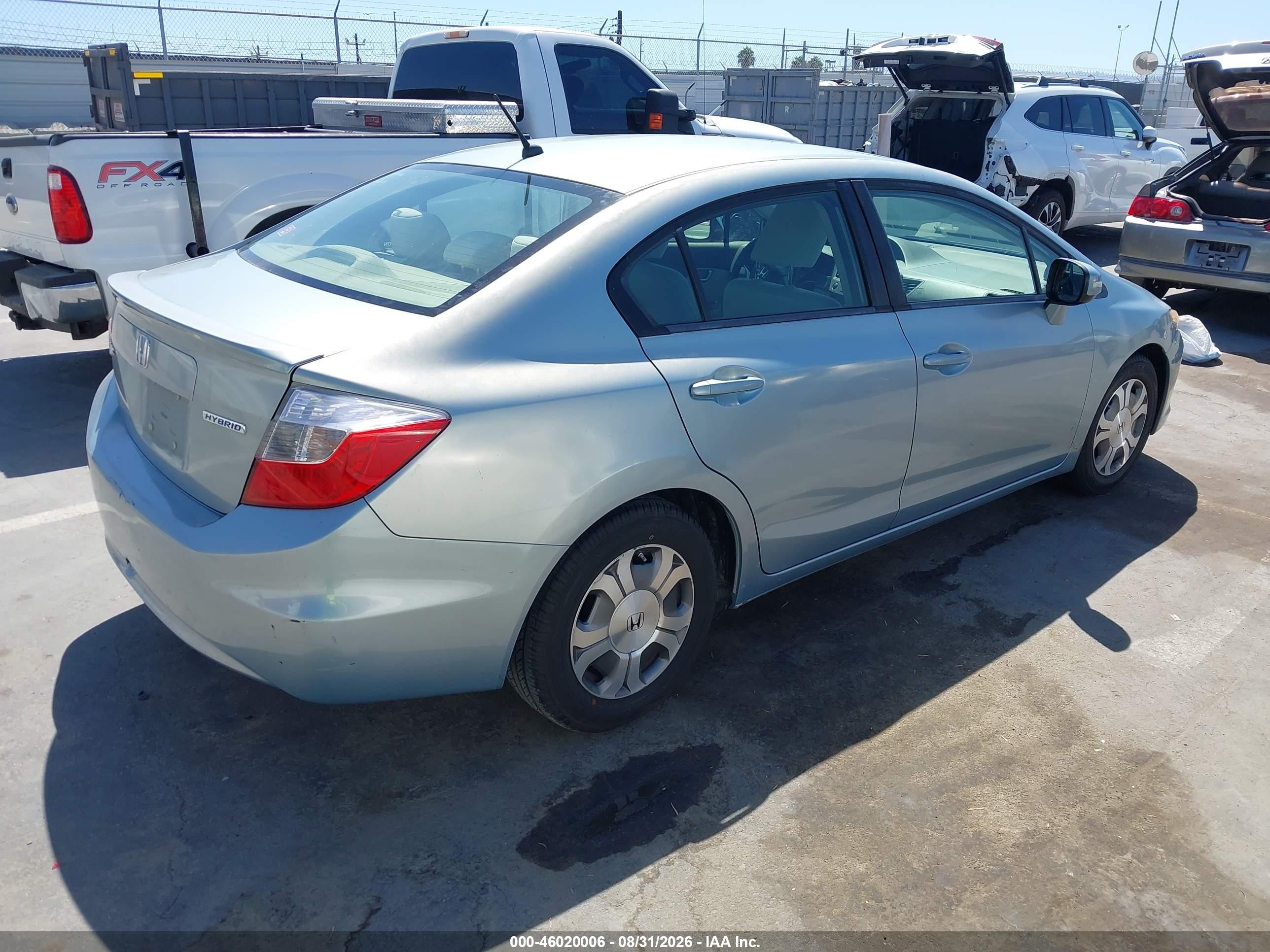 2012 Honda Civic Hybrid   Light Blue vin: JHMFB4F25CS007716