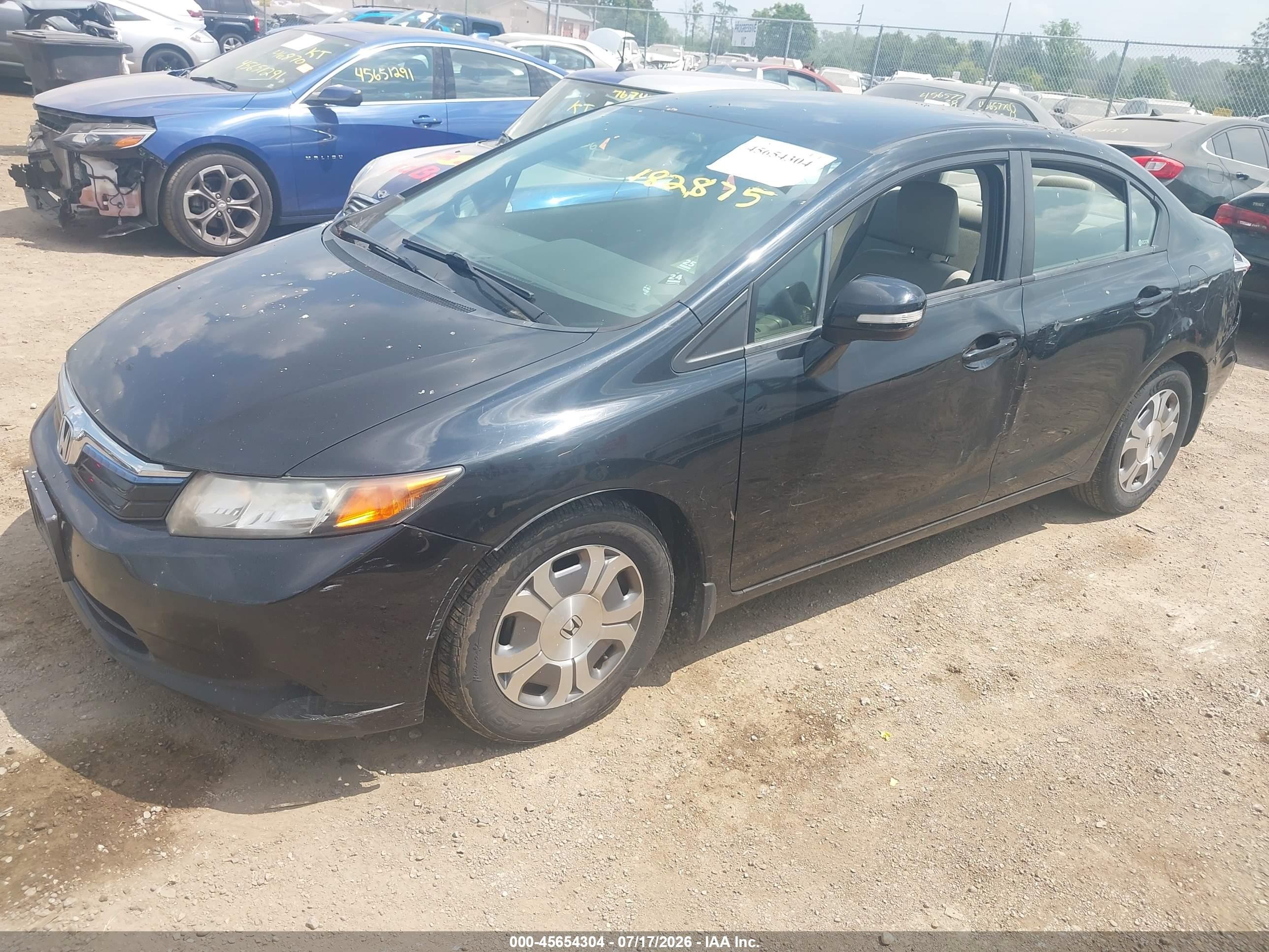 2012 Honda Civic Hybrid   Black vin: JHMFB4F26CS006638