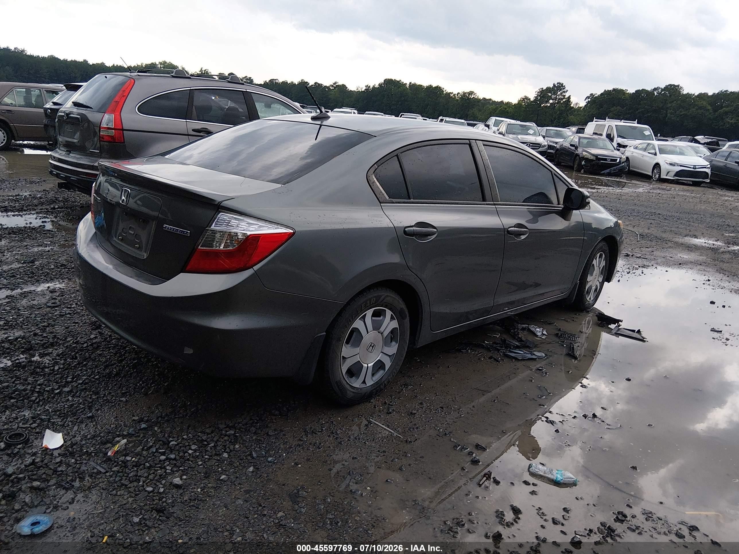 2012 Honda Civic Hybrid   Gray vin: JHMFB4F27CS002811