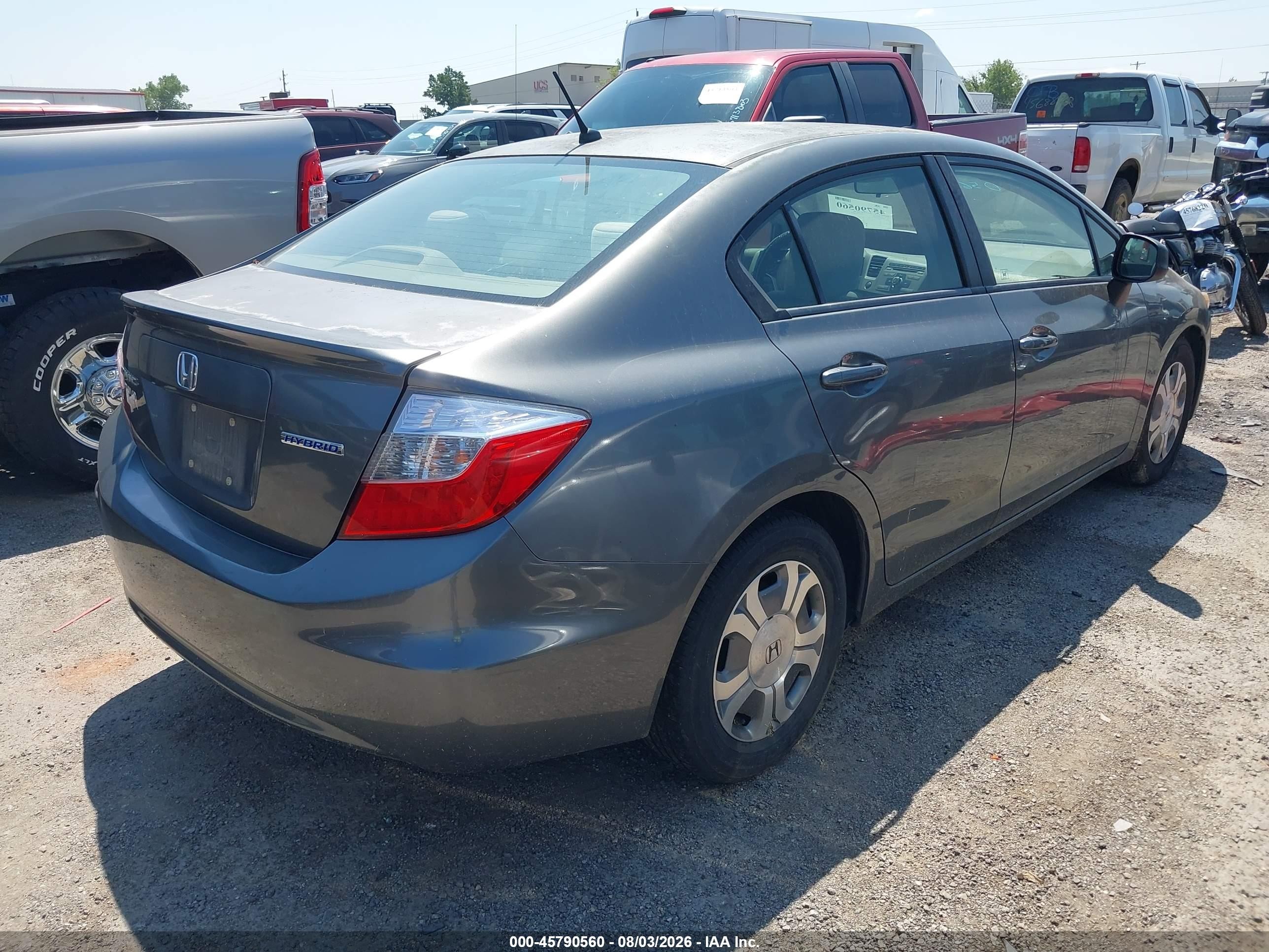 2012 Honda Civic Hybrid   Gray vin: JHMFB4F27CS005188