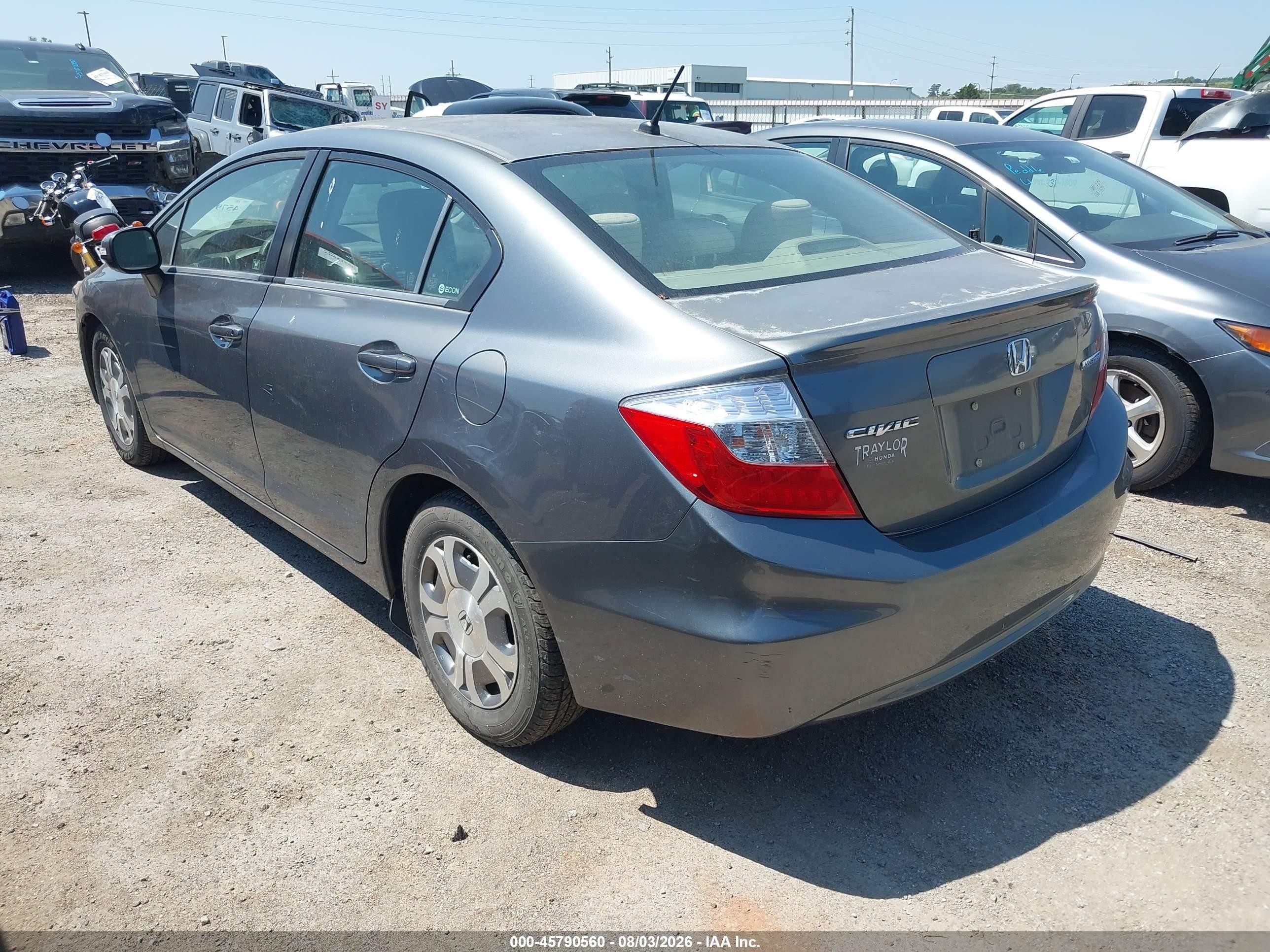 2012 Honda Civic Hybrid   Gray vin: JHMFB4F27CS005188