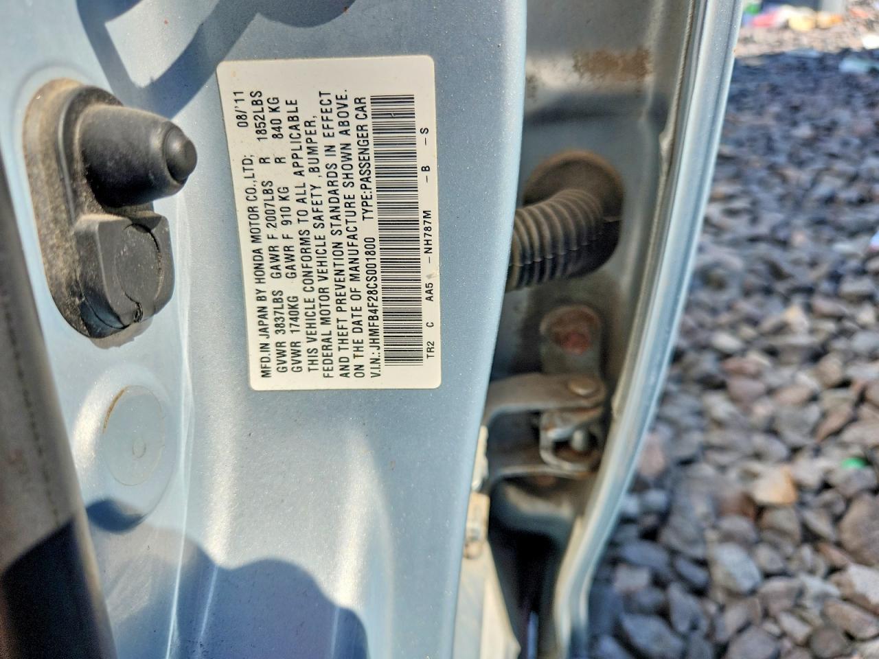 2012 Honda Civic Hybrid Silver vin: JHMFB4F28CS001800