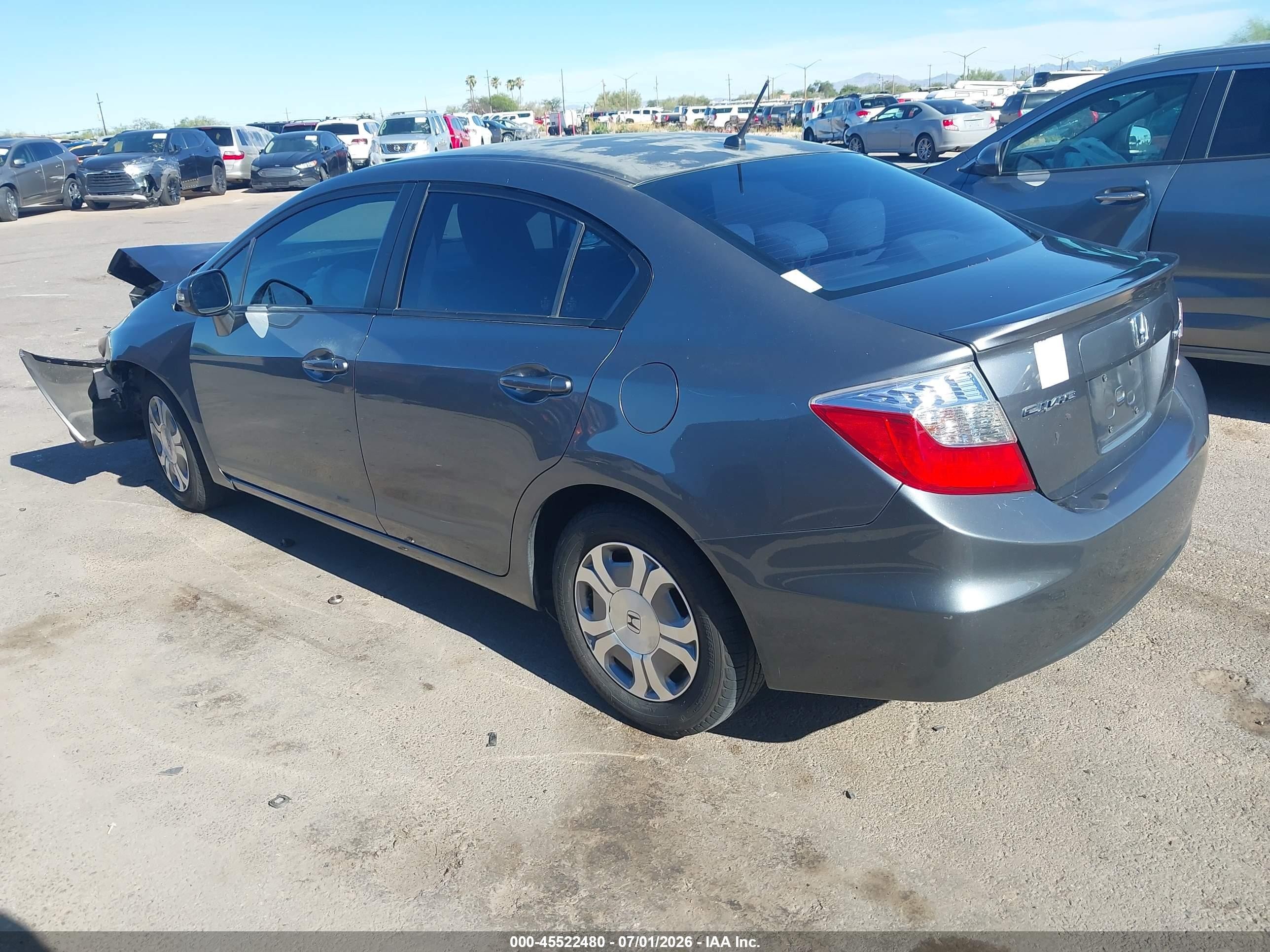 2012 Honda Civic Hybrid   Gray vin: JHMFB4F28CS009296