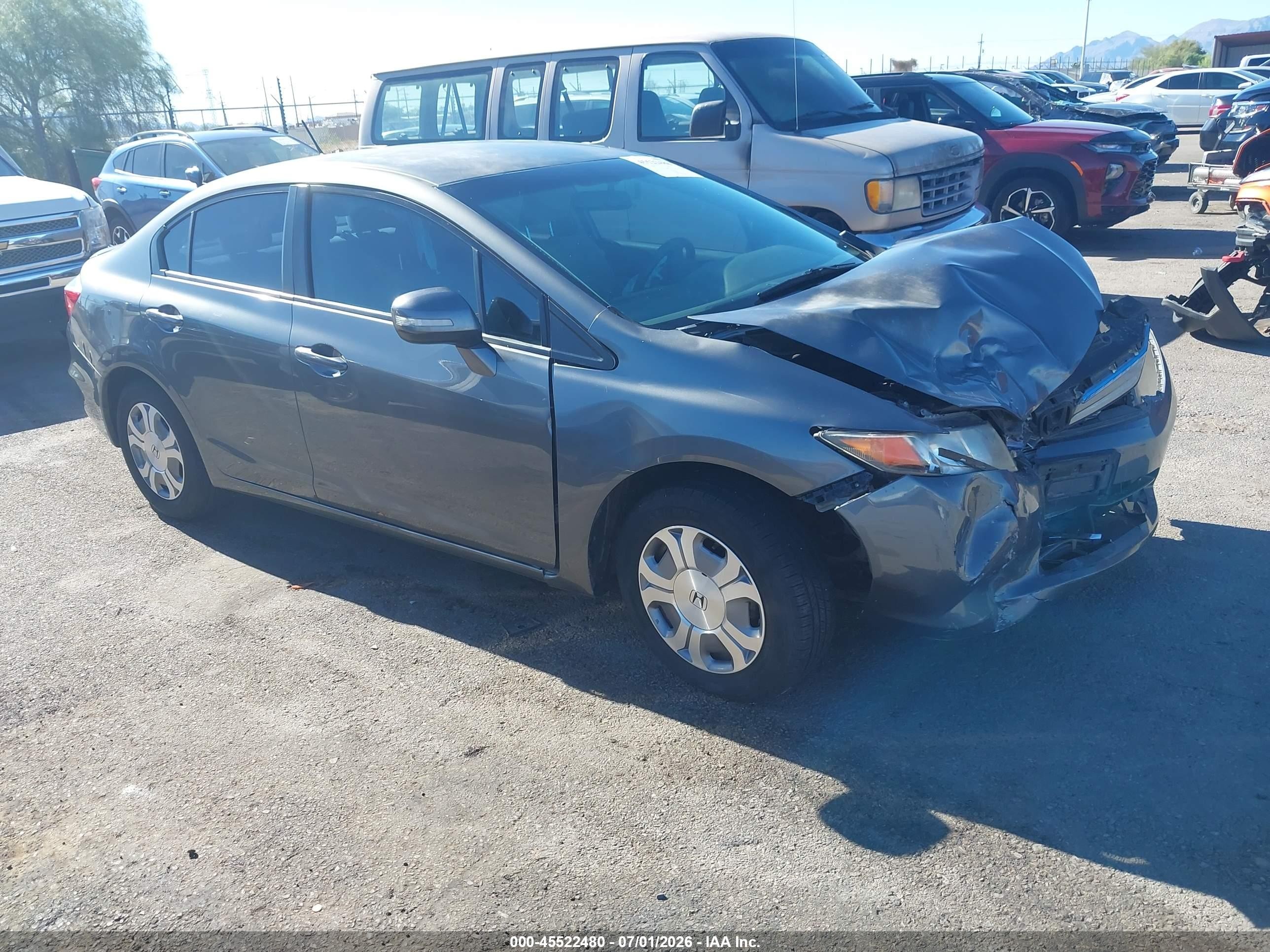 2012 Honda Civic Hybrid   Gray vin: JHMFB4F28CS009296