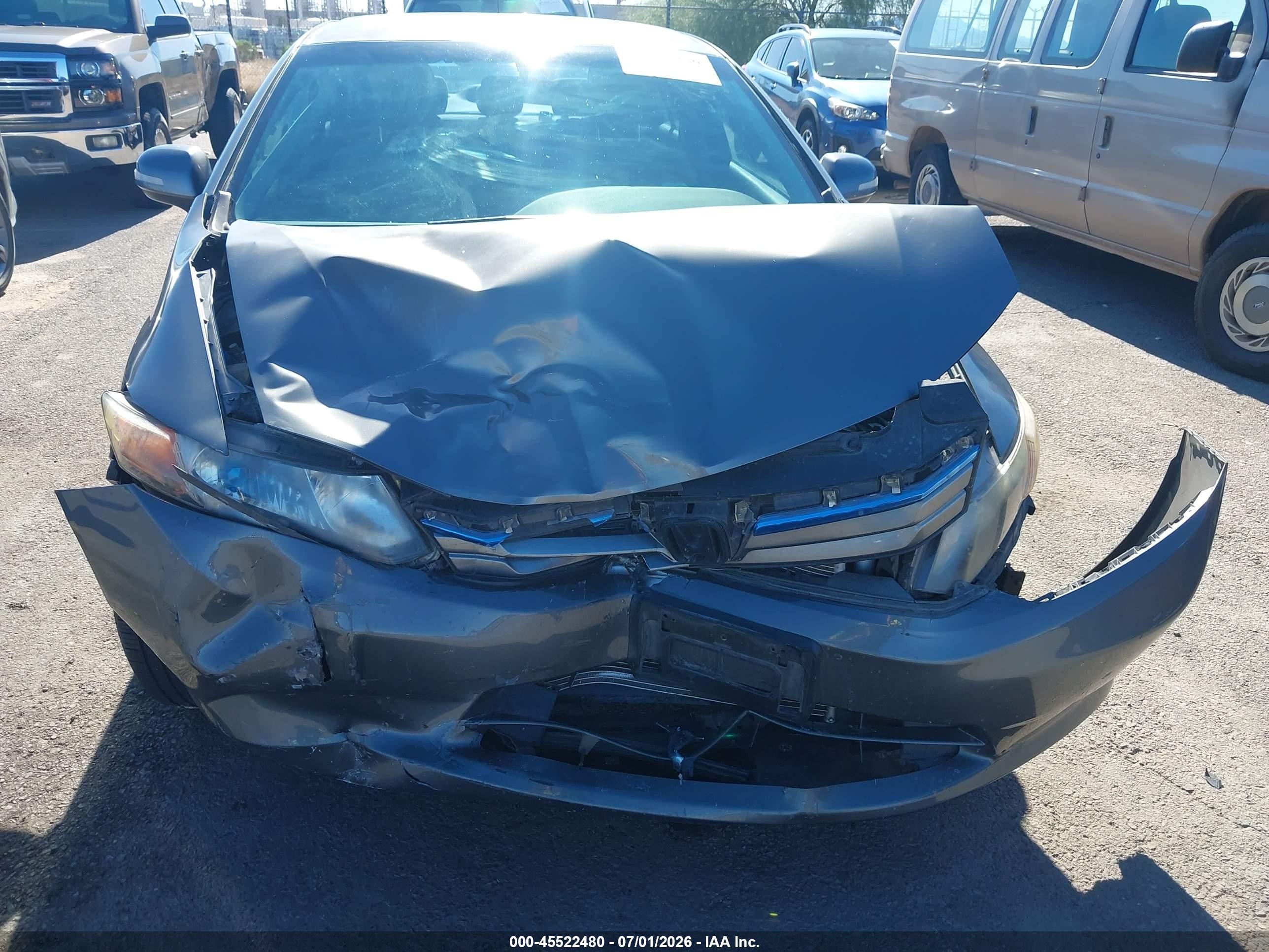 2012 Honda Civic Hybrid   Gray vin: JHMFB4F28CS009296
