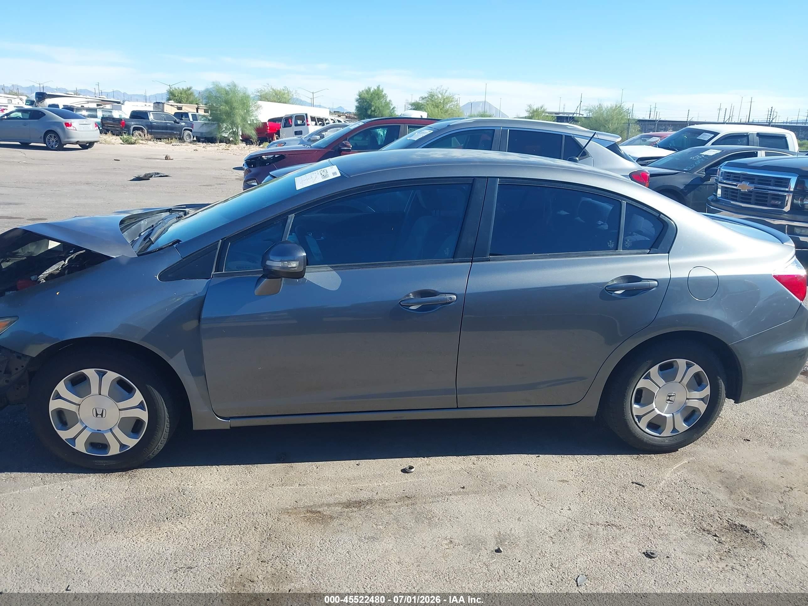 2012 Honda Civic Hybrid   Gray vin: JHMFB4F28CS009296