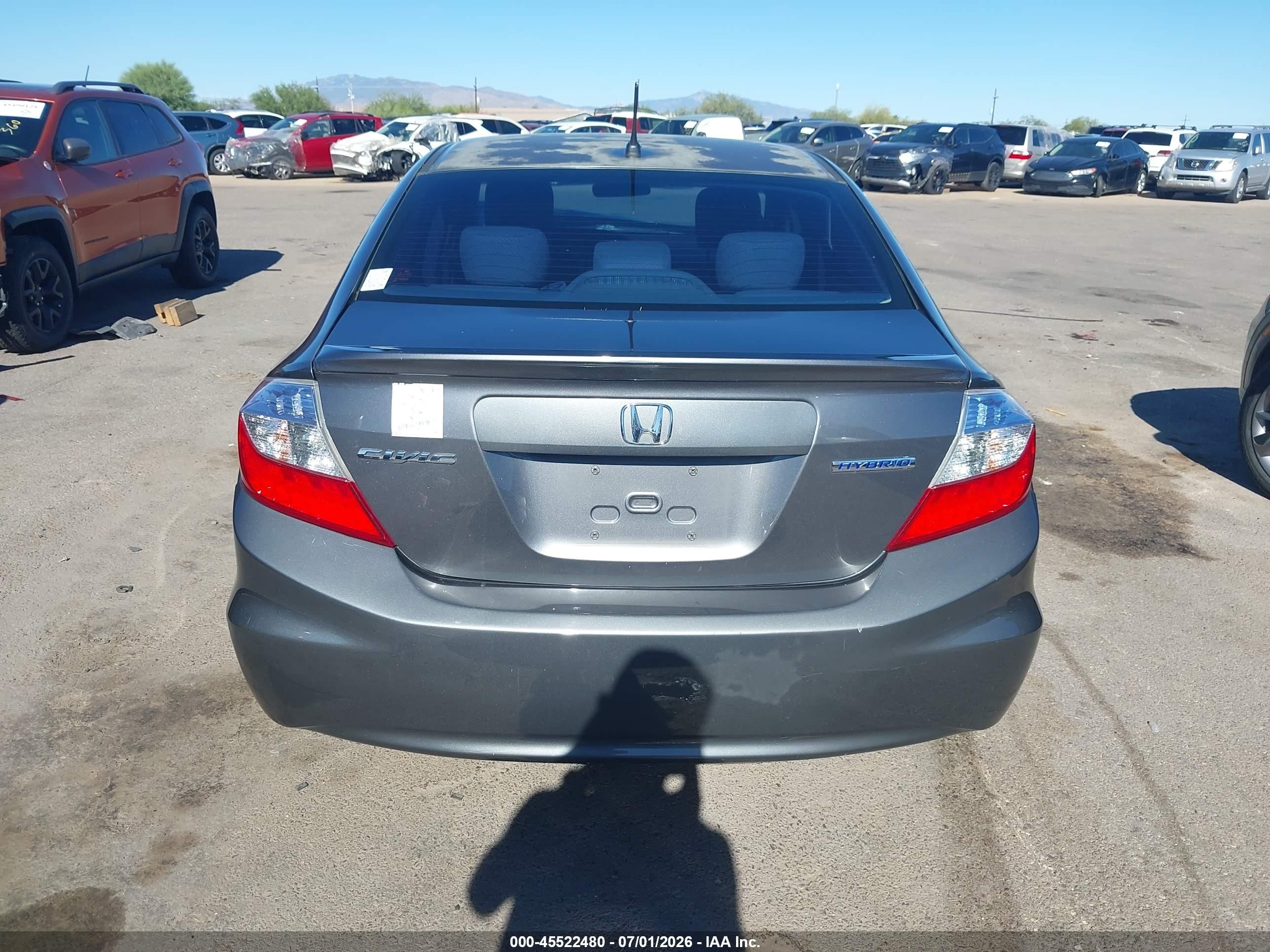 2012 Honda Civic Hybrid   Gray vin: JHMFB4F28CS009296