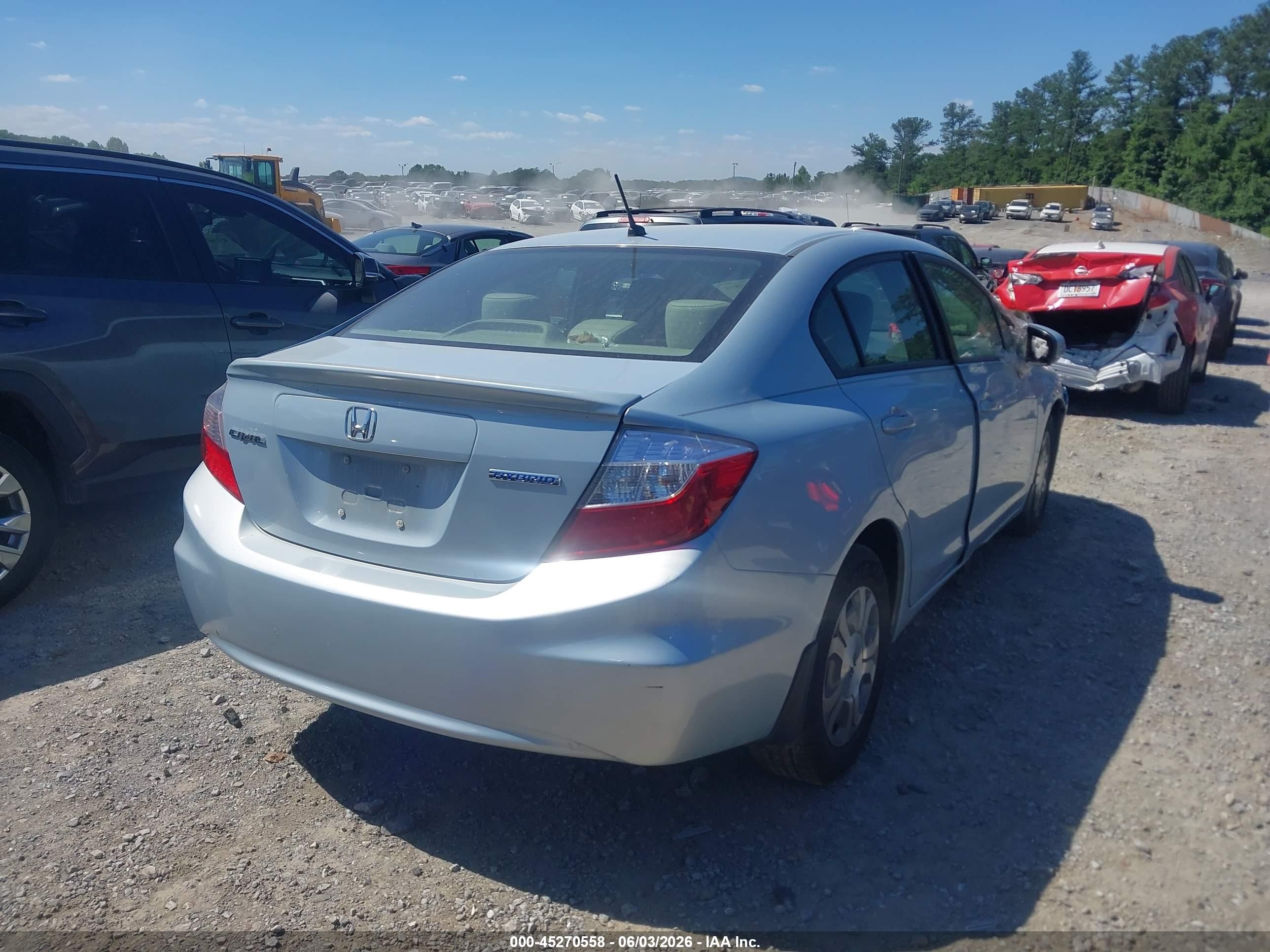 2012 Honda Civic Hybrid   Silver vin: JHMFB4F29CS000400