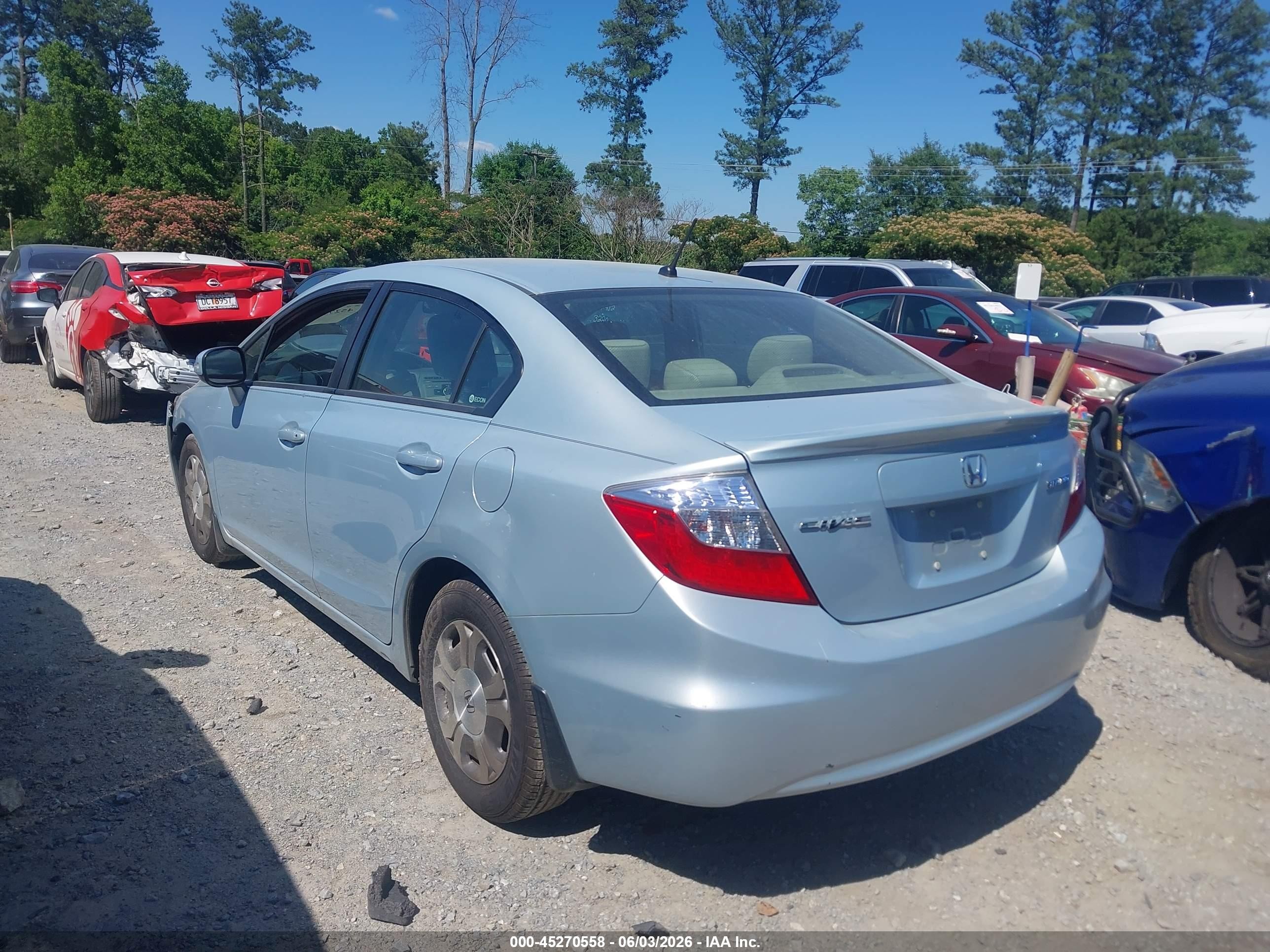 2012 Honda Civic Hybrid   Silver vin: JHMFB4F29CS000400