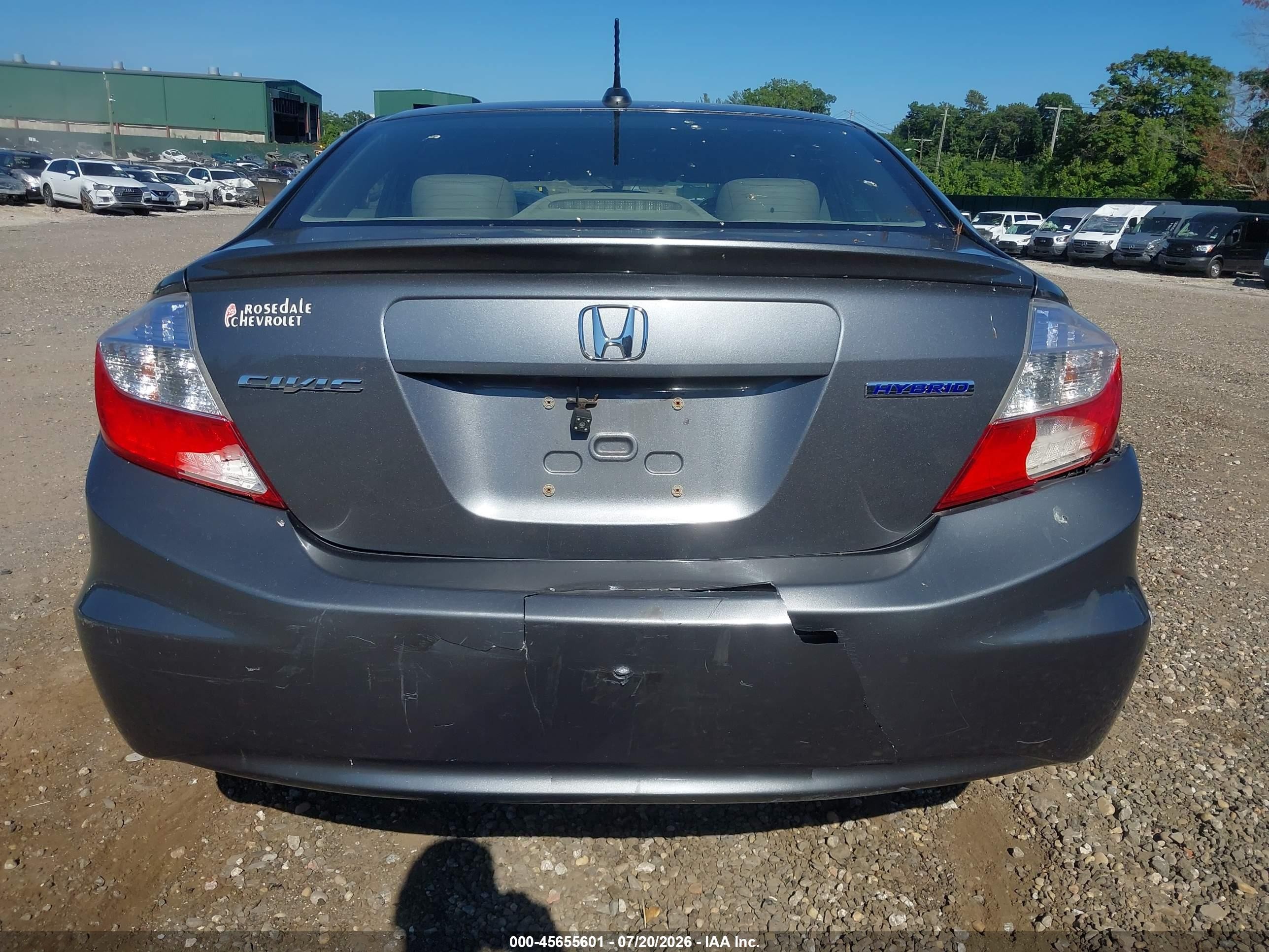 2012 Honda Civic Hybrid Gray vin: JHMFB4F32CS003020