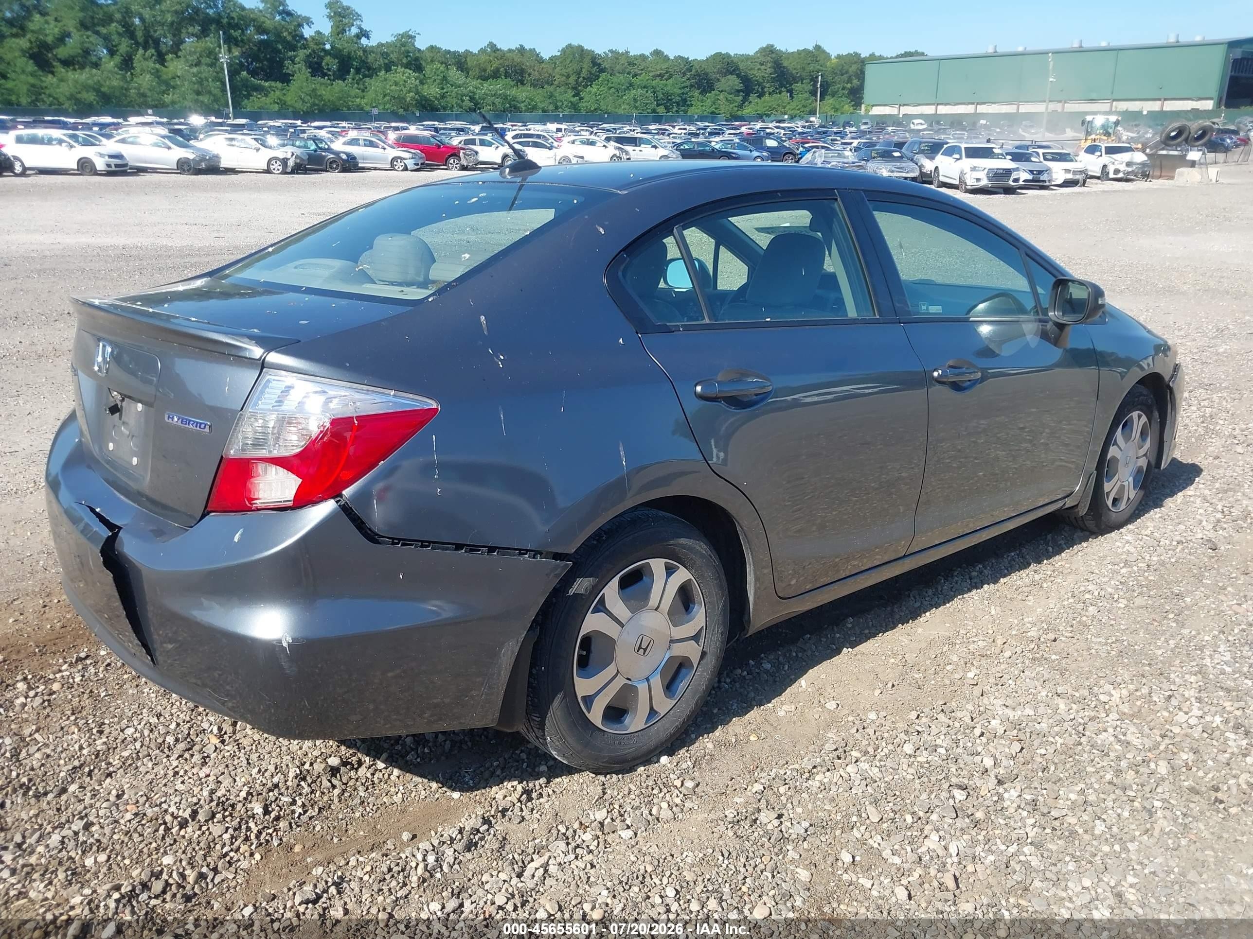 2012 Honda Civic Hybrid Gray vin: JHMFB4F32CS003020
